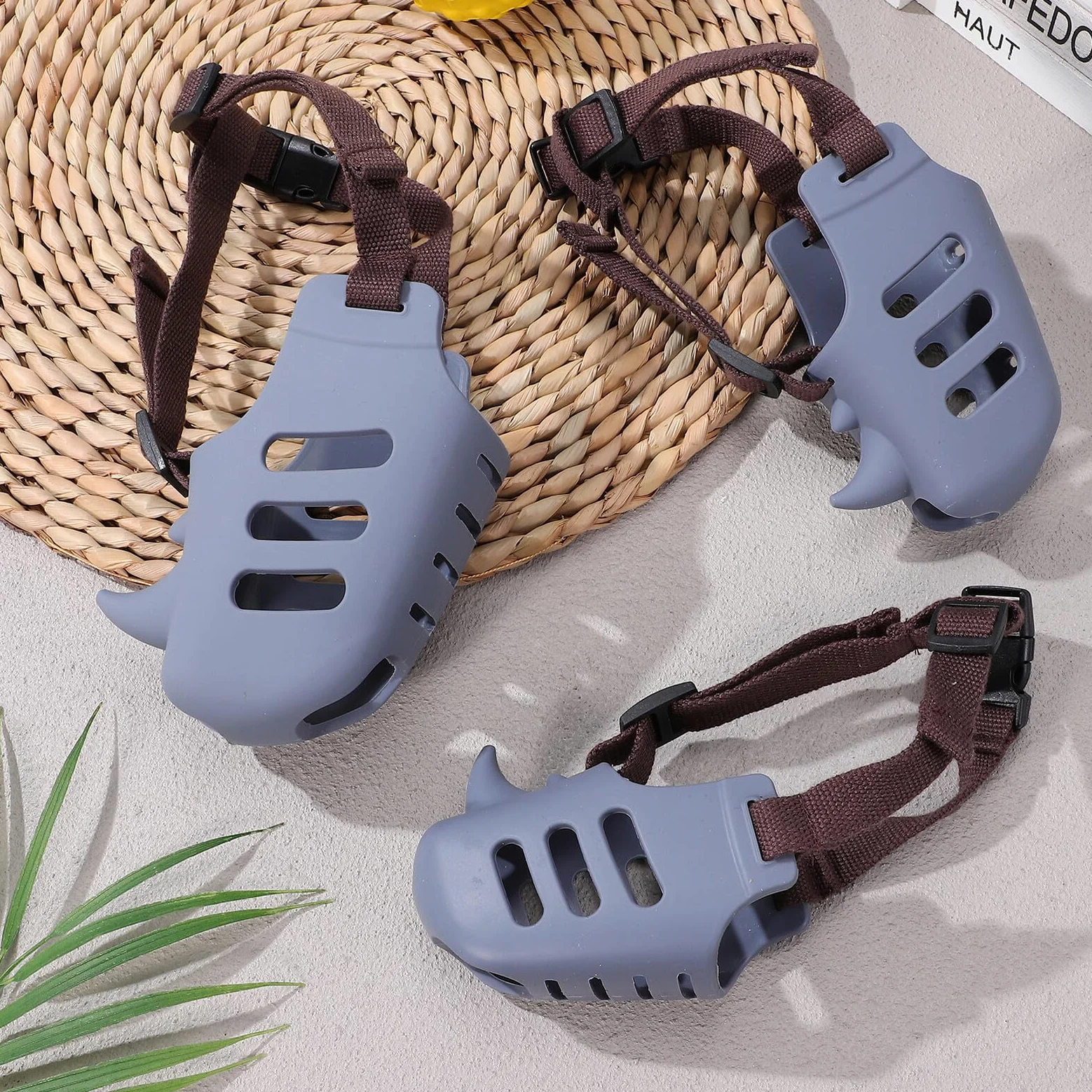 KOMBIUDA 3 pezzi Museruola per Cani Regolabile in Silicone Morbido Antibagno e Antimorso Traspirante e Resistente alle Intemperie per Cani Piccoli Medi e Grandi