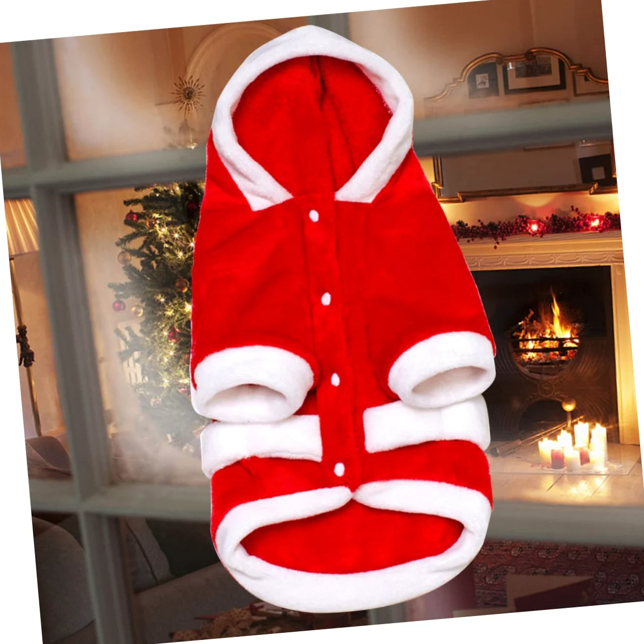 HMJGDHX 3 Pezzi Cappotto Natalizio in Flanella per Cani Abbigliamento Invernale Caldo con Cappuccio per Animali Domestici per Cani Vestito da Festa di Natale