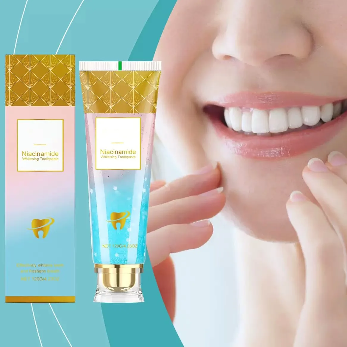 Niacinamide Dentifricio sbiancante per adulti, dentifricio sbiancante radiante, senza fluoro per denti sensibili, alito fresco, rimuove lo scolorimento dei denti. (5 pezzi)