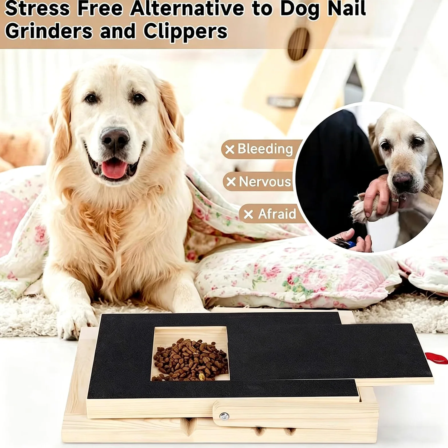 Tavoletta Abrasiva Unghie Cane Rifinitore In Legno | Tappetino Abrasivo Unghie Cane Con Cassetto Snack Addestramento interattivo cuccioli razze piccole medie grandi e angolo