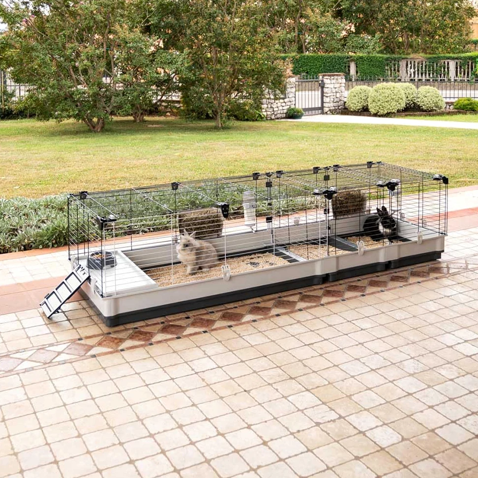 FERPLAST - Gabbia per porcellini d'India - Gabbia per conigli - Gabbia e accessori inclusi - Apribile e componibile 205 x 60 x h 50 CM - Krolik, 200