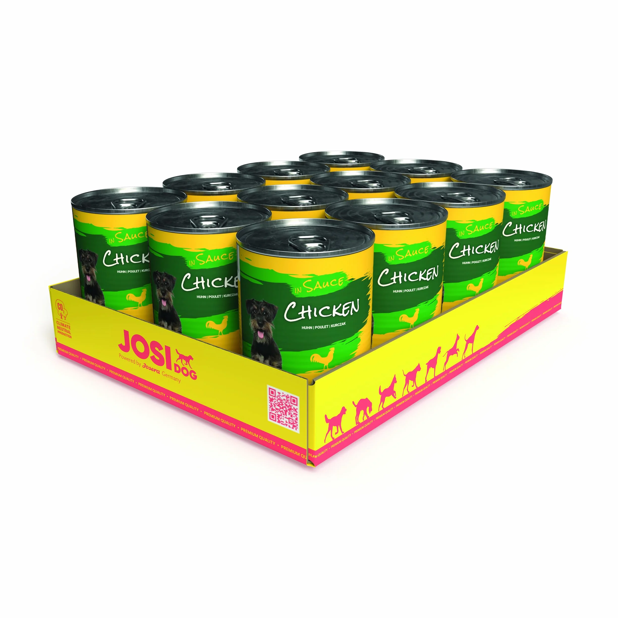JosiDog Pollo in salsa (12 x 415 g) | Alimento fine per cani con pollo in salsa con vitamina D3 ed E | Alimento umido di alta qualità per cani adulti | Alimentato da JOSERA | Confezione da 12
