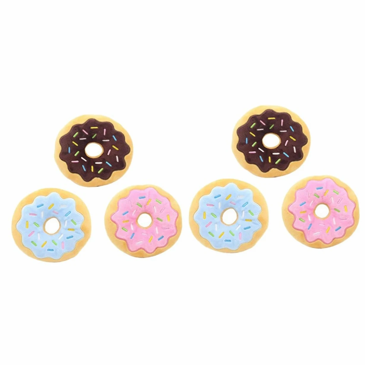Beavorty 2 Set Di Giocattoli Interattivi Per Cani Peluche A Forma Di Ciambella Suono Squittio Giocattolo Da Masticare Per L'addestramento Dei Cuccioli 3 Pezzi * 2 Casuali