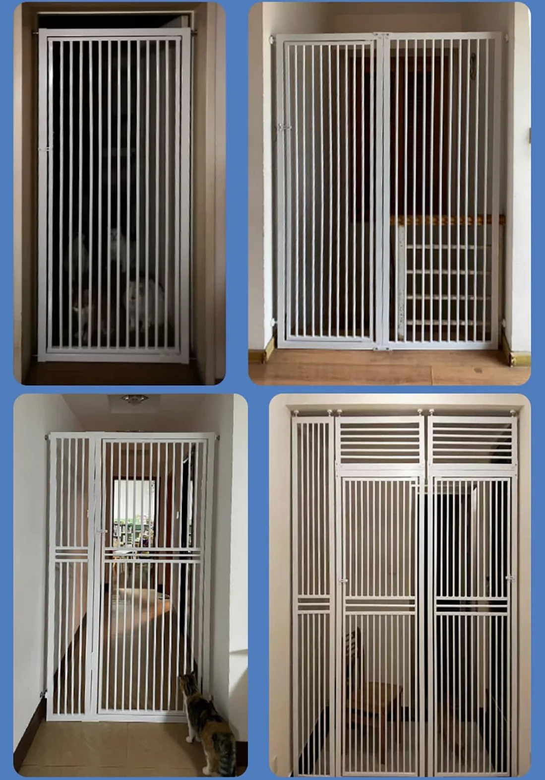 Gattaiola Barriera per gatti con serratura per porte, Cancello anti-arrampicata extra alto per animali domestici per separare, Montaggio a pressione con ingombro ridotto(60x170cm/24x67in)