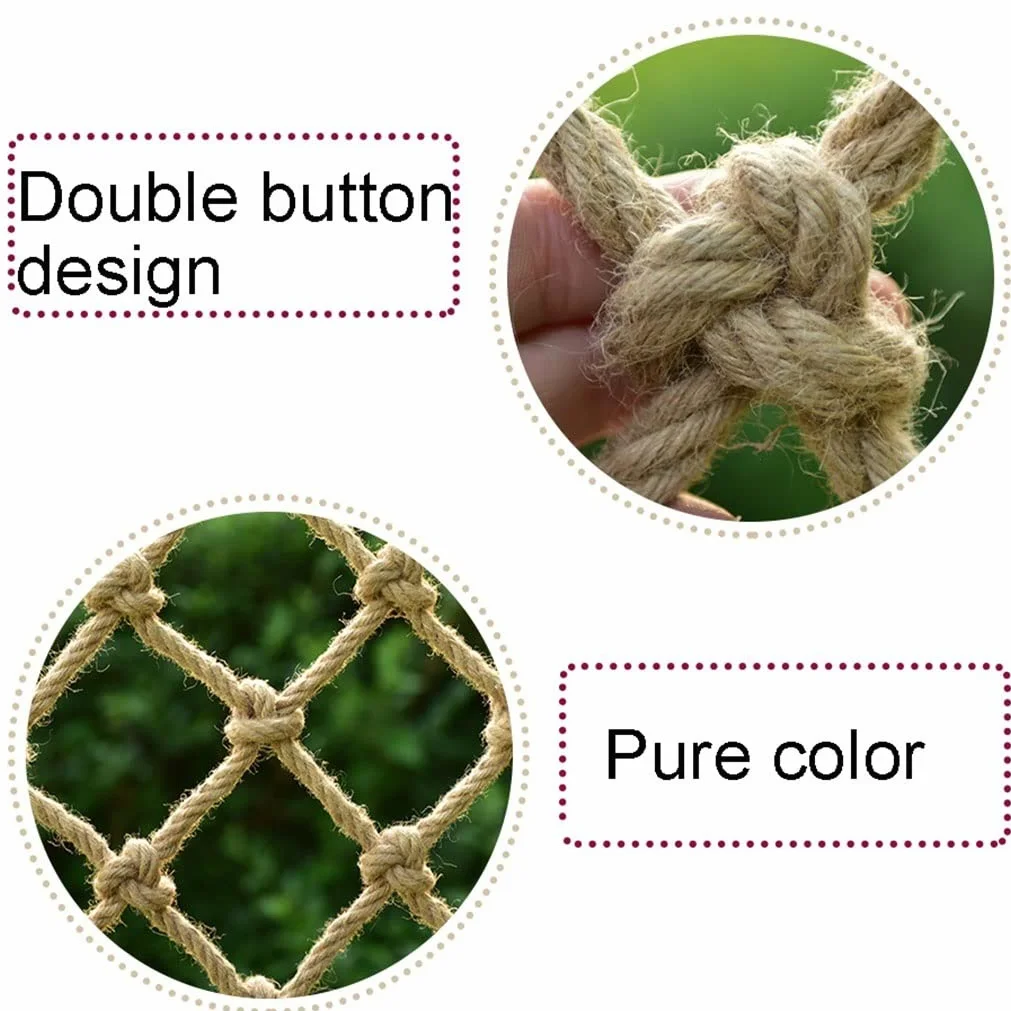 Rete da arrampicata per bambini, corda di canapa intrecciata a mano, 8 mm, per soffitto, divisorio, capannone, divisorio e esposizione di foto, rete multifunzionale sicura per arrampicata per interni