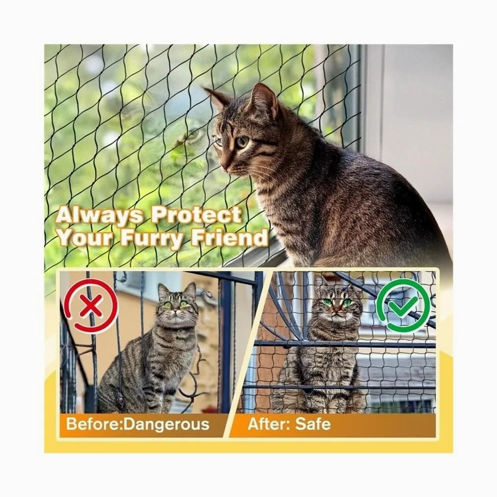 Rete da balcone for animali domestici, rete anticaduta resistente alle | Cavo in acciaio inossidabile rinforzato(3x6m)