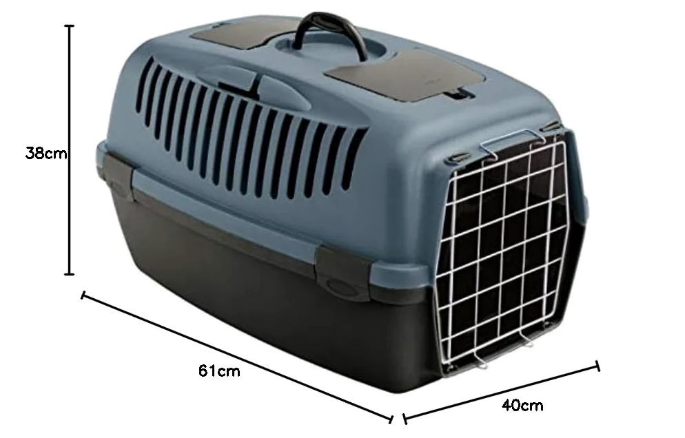 Stefanplast Trasportino per Gatti e Cani - Box Auto Gugliver 3 - Grigio-Blu