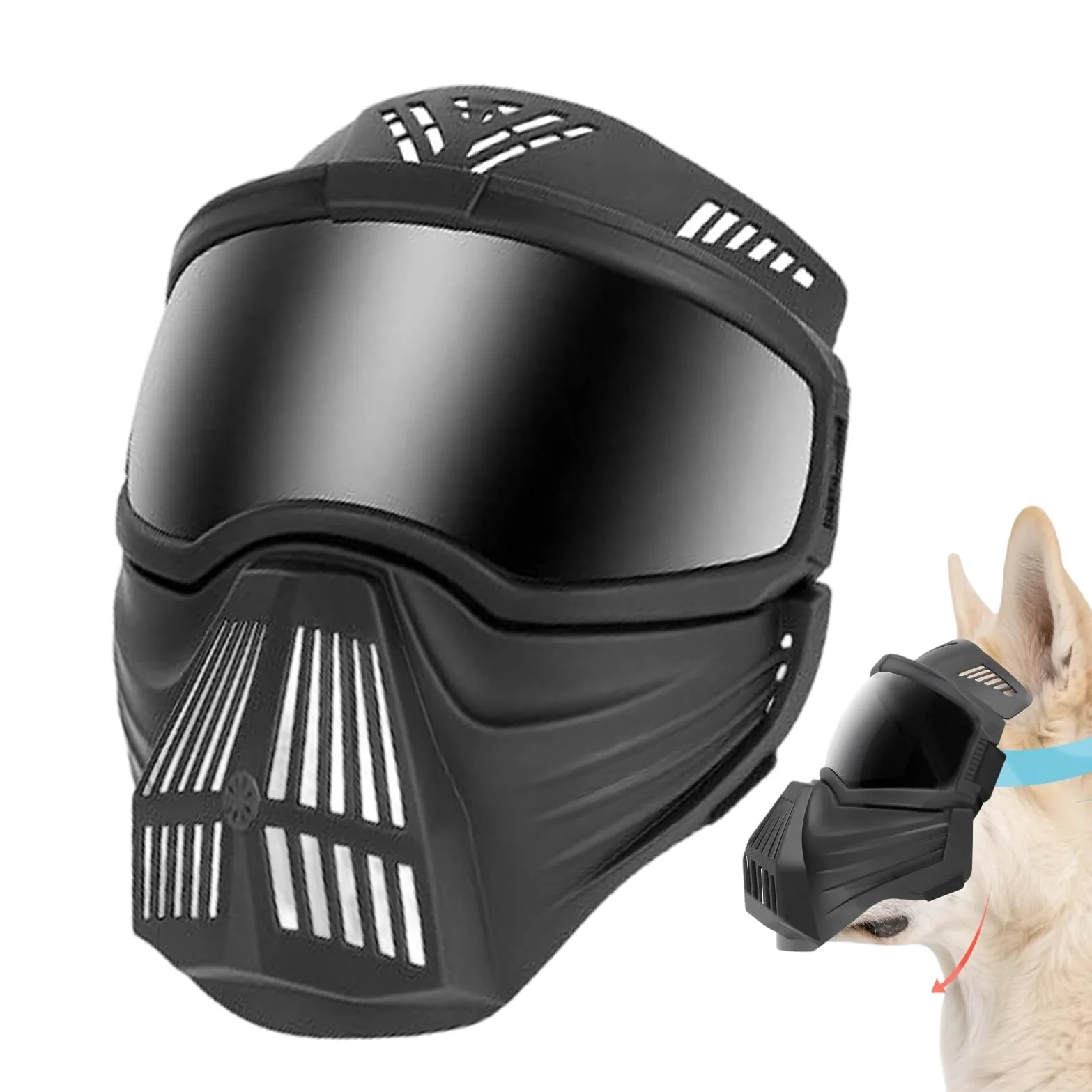 Occhiali Protettivi per Cani Occhiali Antiappannamento con Copribocca | Maschera Protettiva Regolabile con Protezione UV e Antivento Per Taglia Media E Grande Con Copertura Completa Del Viso Per E