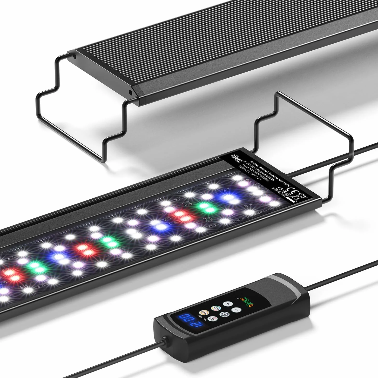 hygger Luce LED per Acquario, 40W Full Spectrum Lampada Aquarium con Timer Multicolore, 24/7 Naturale Mode Illuminazione per Acquario Luminosità Regolabile Staffe Estensibili (For 75-90CM Tanks)