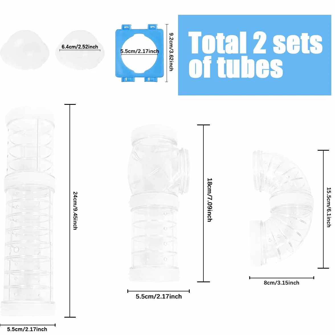 2 kit di tubi per criceto, fai da te, tunnel per criceti, avventura, tubo esterno, collegamento trasparente, per ratto e criceti, accessori per criceti, topo, piccoli animali, sport, expand Space
