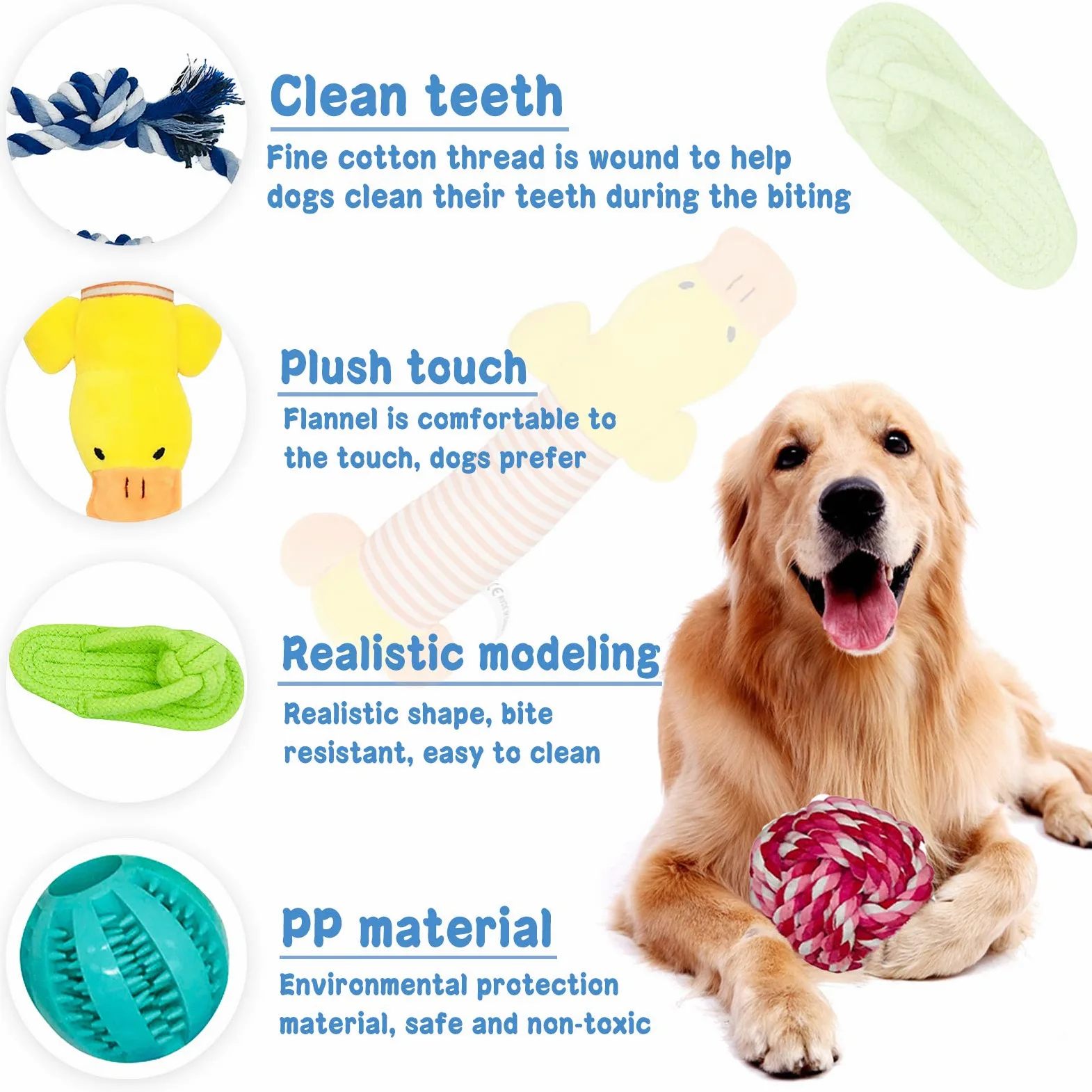 McNoryCane Cotone Naturale, Corda da Masticare Resistenti e Lavabili per la Pulizia dei Denti, Corda per Cane Grande e Cucciolo (15 Pezzi)