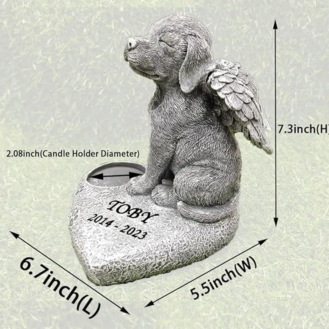 JHB Personalizzato Dog Memorial Pietre da Giardino con portacandele, 3D Dog Headstone Tombstone Pet Grave Markers per la Perdita del Cane di Regali di simpatia (Nota: Candela Non è Incluso!!!)
