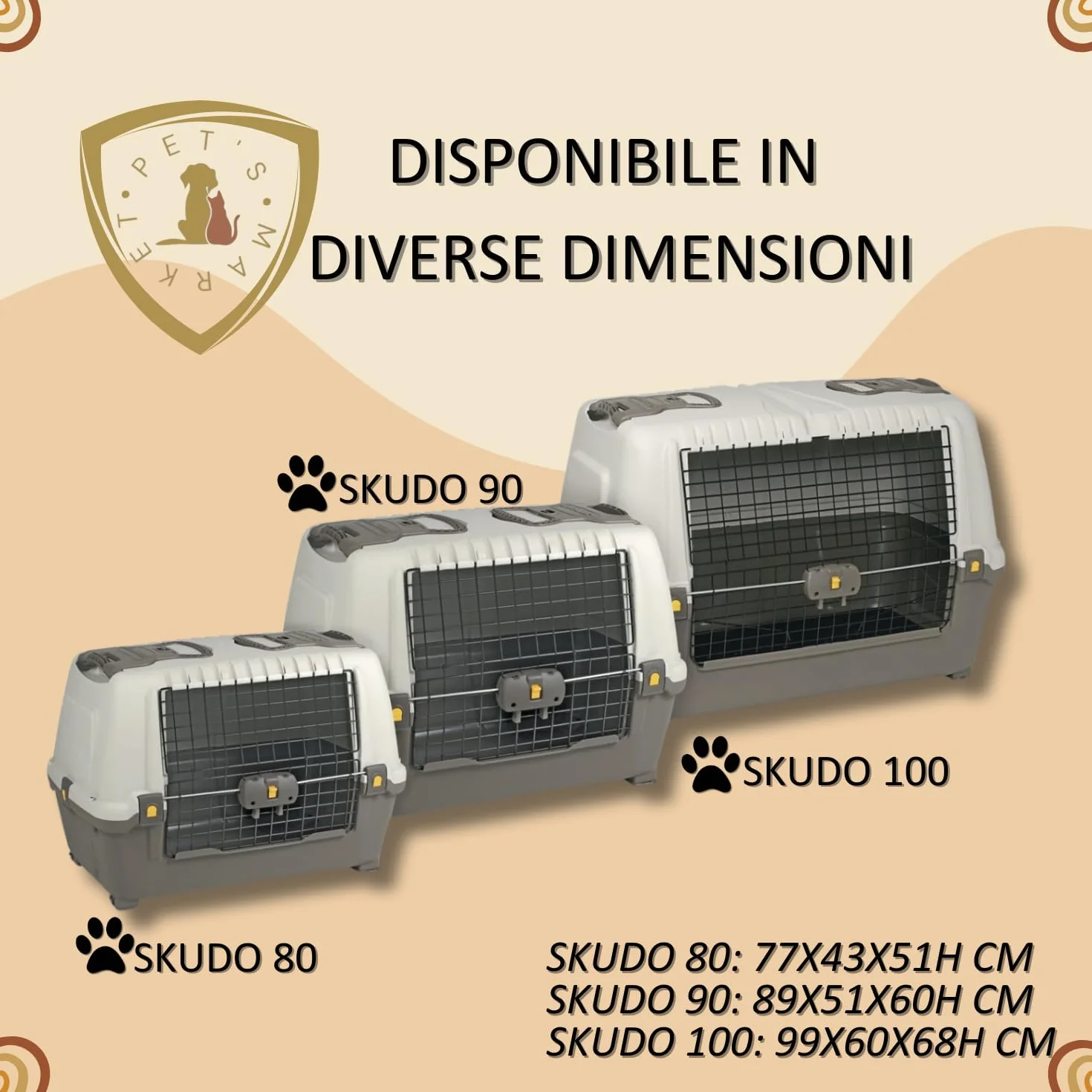 Pet’s Market Trasportino Skudo 90 Car Cane con Kit Viaggio Viti Ciotola Adesivo con 2 Rotoli Sacchetti Igienici 2 Ciotole Casuali Omaggio Auto Plastica Porta Ferro Grigio Scuro (90+KIT (89x51x60H) cm)