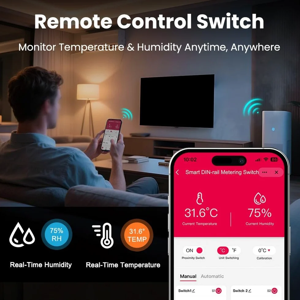 Termostato digitale per Tuya Smart Life, regolatore di temperatura e umidità con sonda, allarmi programmabili, relè a 2 canali per serra, acquario, automazione domestica