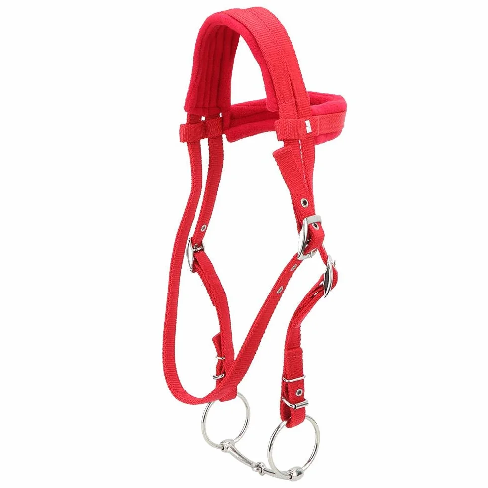 Briglia per Cavalli, Briglia per Cavalli Regolabili Imbracatura per Rinforzo Headstalls con Cuscino Morbido Rosso LT5001