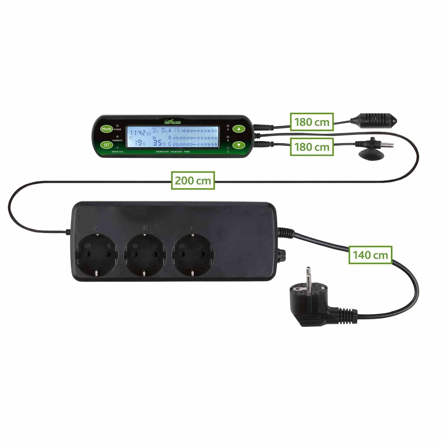 TRIXIE Digital Thermostat/Hygrostat with Three Circuits, 16 x 4 cm
