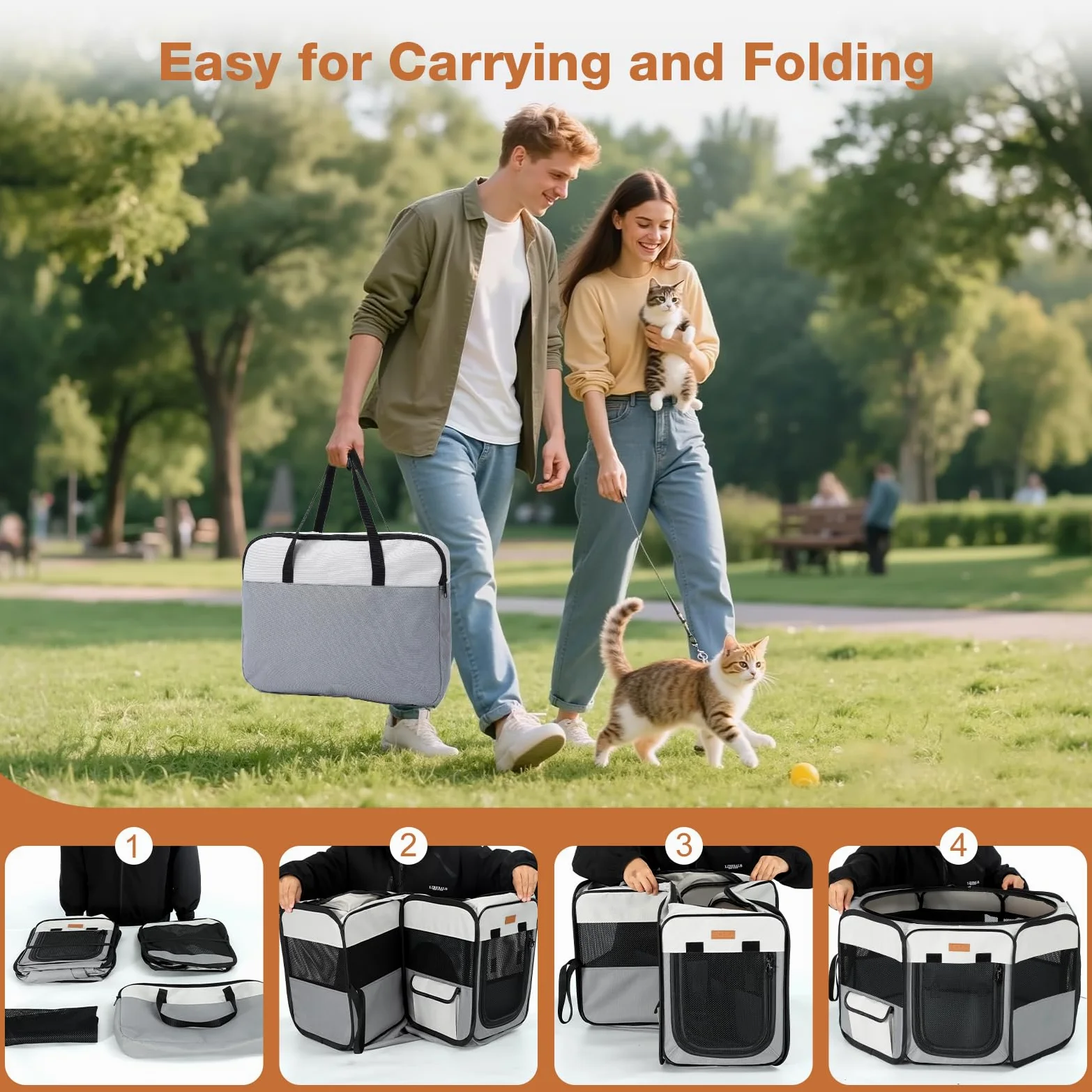 Beccucciolo pieghevole, 155 x 48 cm, portatile, 2 in 1, per interni ed esterni, box per cani con borsa per il trasporto per gatti, cuccioli e piccoli animali, utilizzabile separatamente
