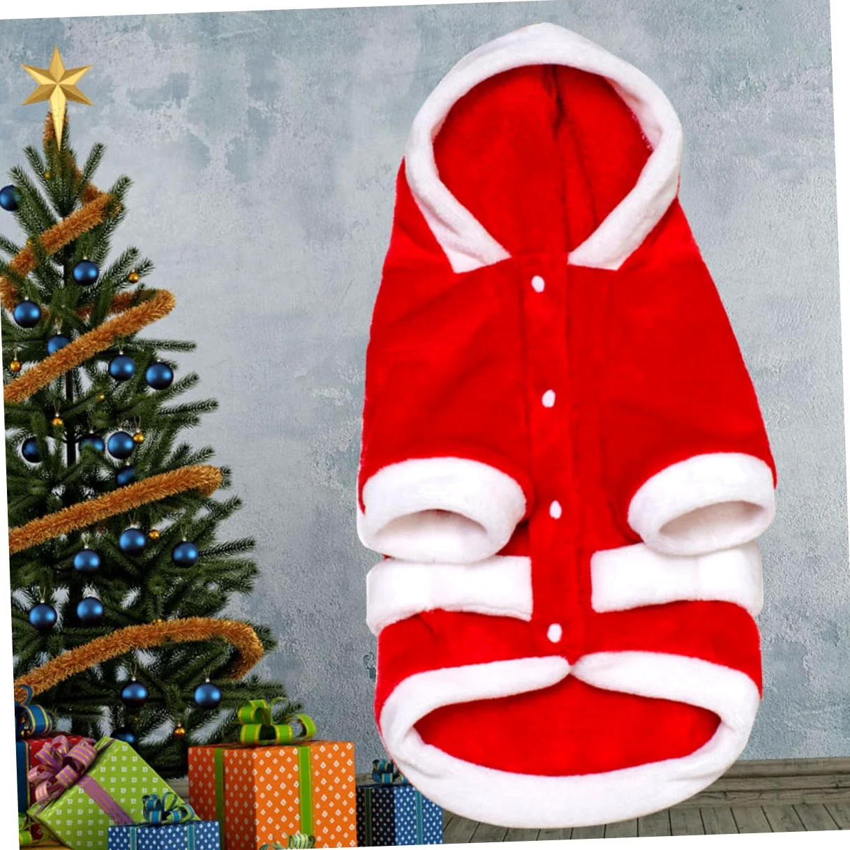 HMJGDHX 3 Pezzi Cappotto Natalizio in Flanella per Cani Abbigliamento Invernale Caldo con Cappuccio per Animali Domestici per Cani Vestito da Festa di Natale