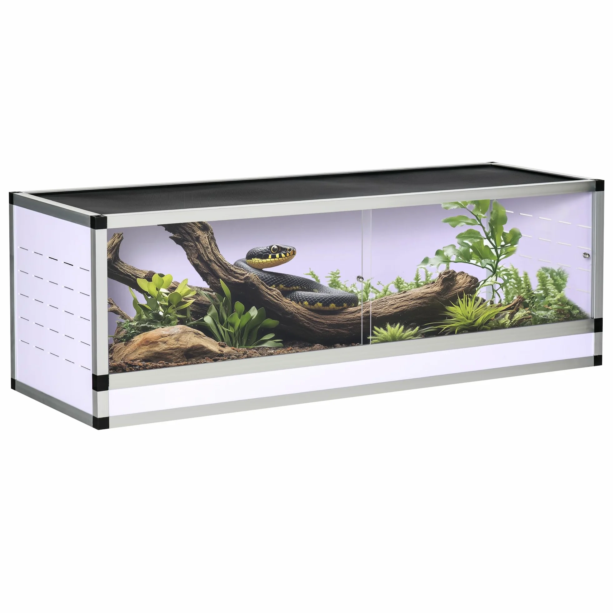 Terrario in alluminio per rettili anfibi aracnidi PawHut terrario a rete per l'allevamento di rettili bianco+argento+nero 120 x 40 x 40 cm
