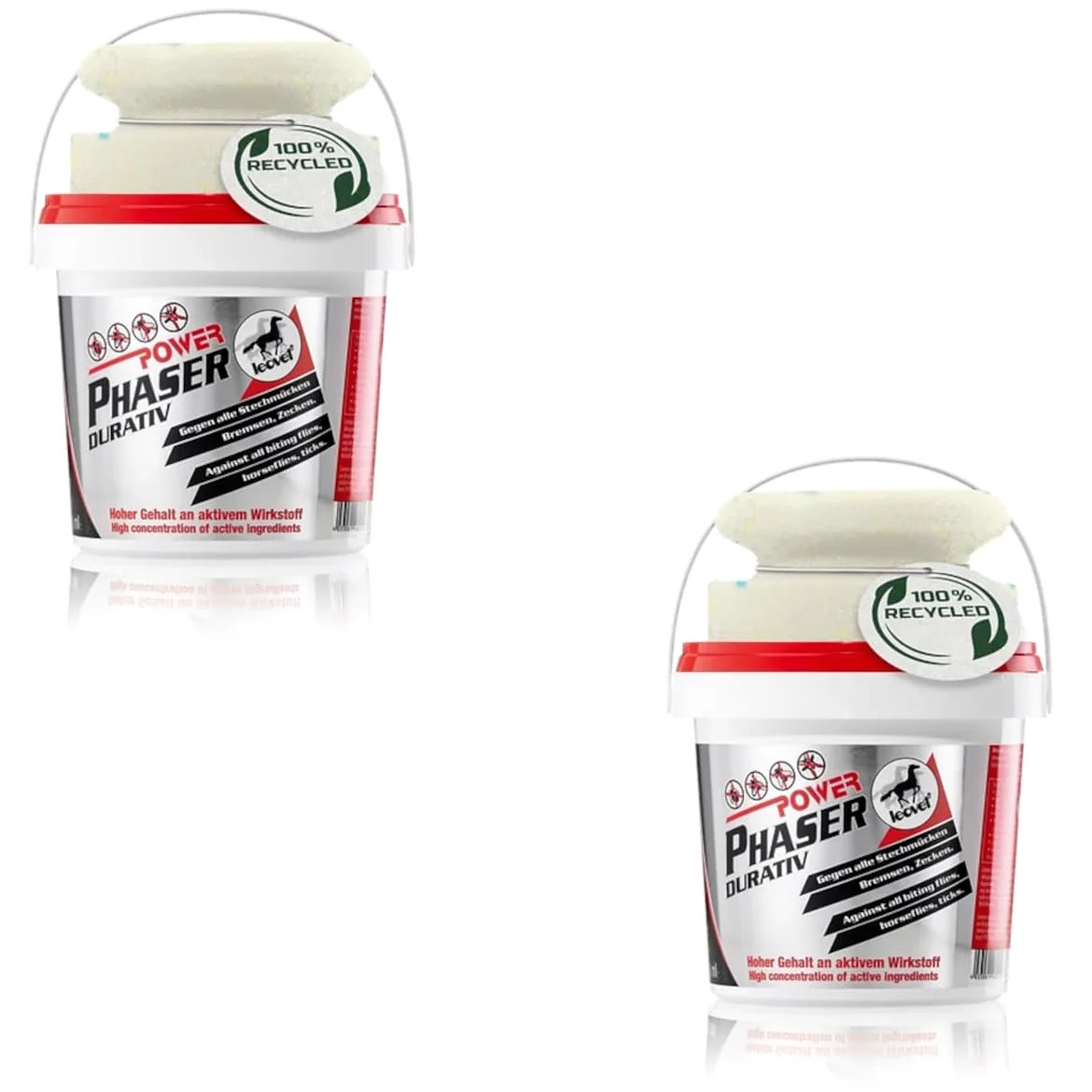 Leovet Power Phaser Durativ | Confezione doppia | 2 x 500 ml | Gel repellente per cavalli | Protezione contro zanzare, freni, mosche e zecche | Facile da applicare con spugna