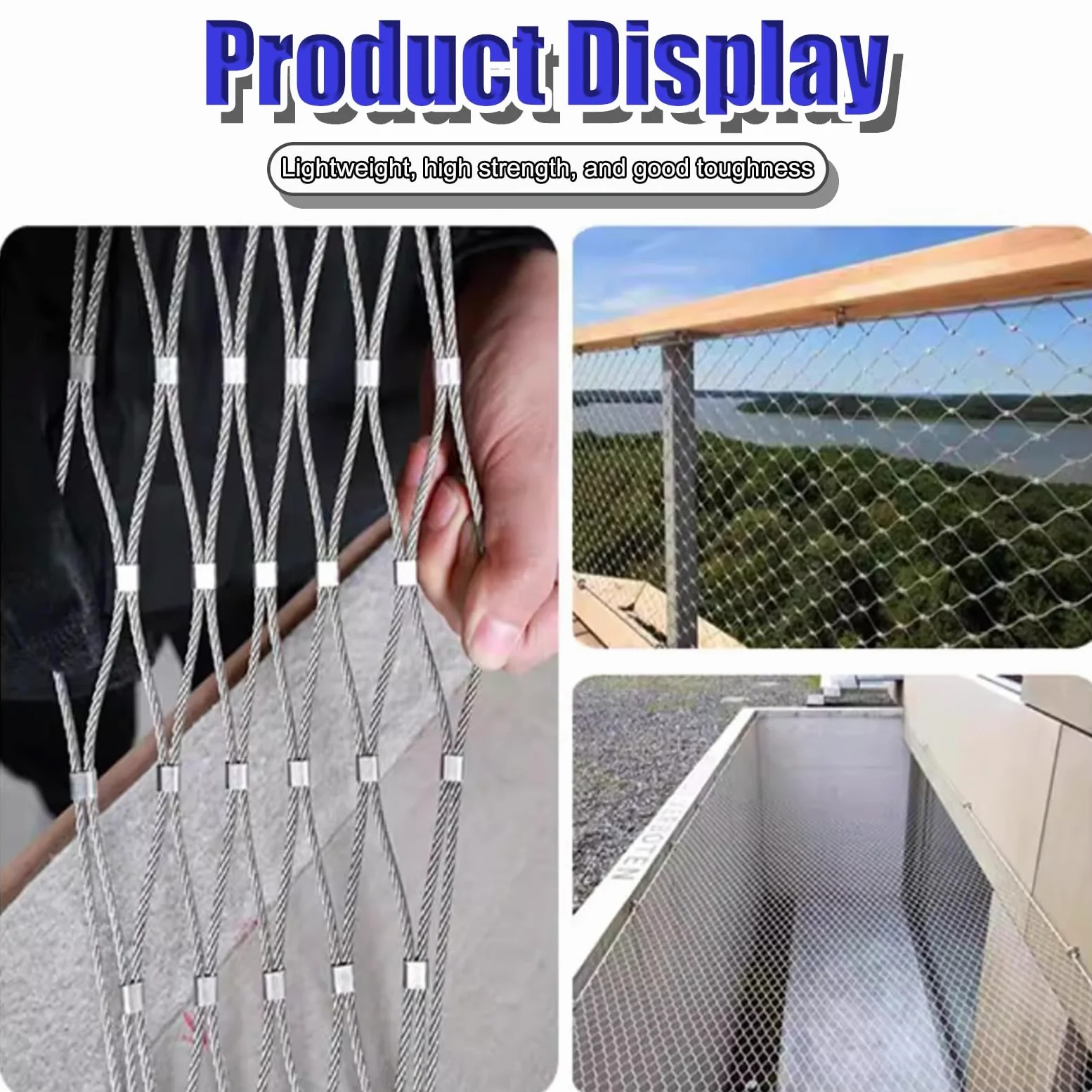 Rete di sicurezza flessibile in metallo resistente, griglia di sicurezza multiuso, per balconi e scale, 6 x 0,7 m, pannello di protezione per animali domestici e bambini, soluzione di sicurezza
