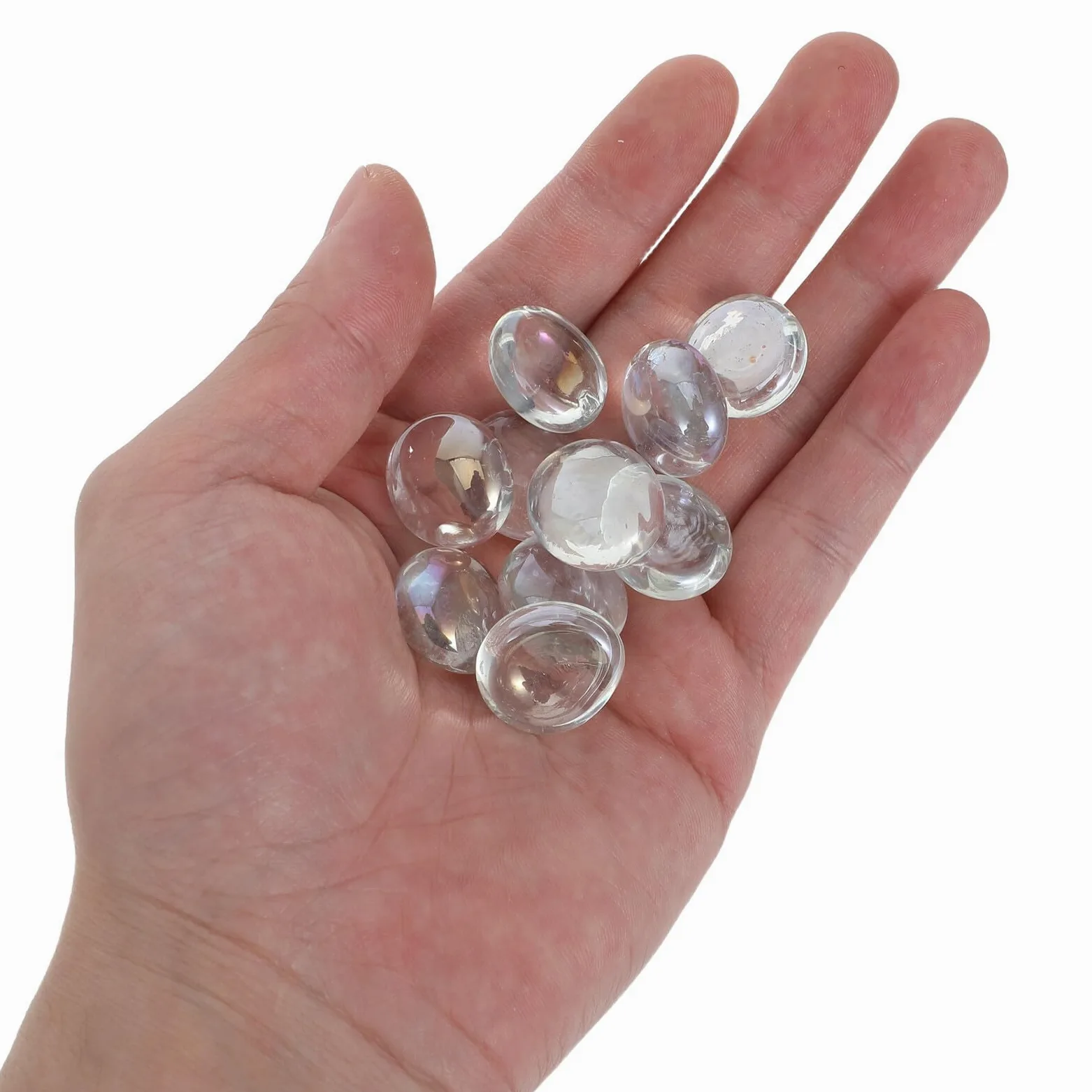 Sassi di Vetro Piatti e Trasparenti 17-19 Mm per Decorazioni da Giardino e Terrari, Resistenti allo Sbiadimento alla Scheggiatura, Confezione da 1800g