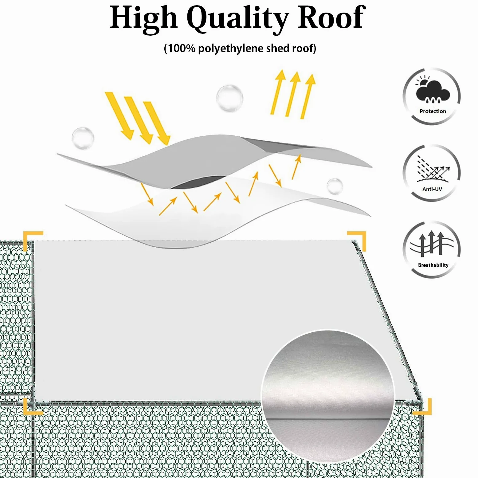LZQ Grande pollaio in metallo per pollaio con copertura impermeabile per polli all'aperto, pollai per anatre e conigli 3 x 2 x 2 m
