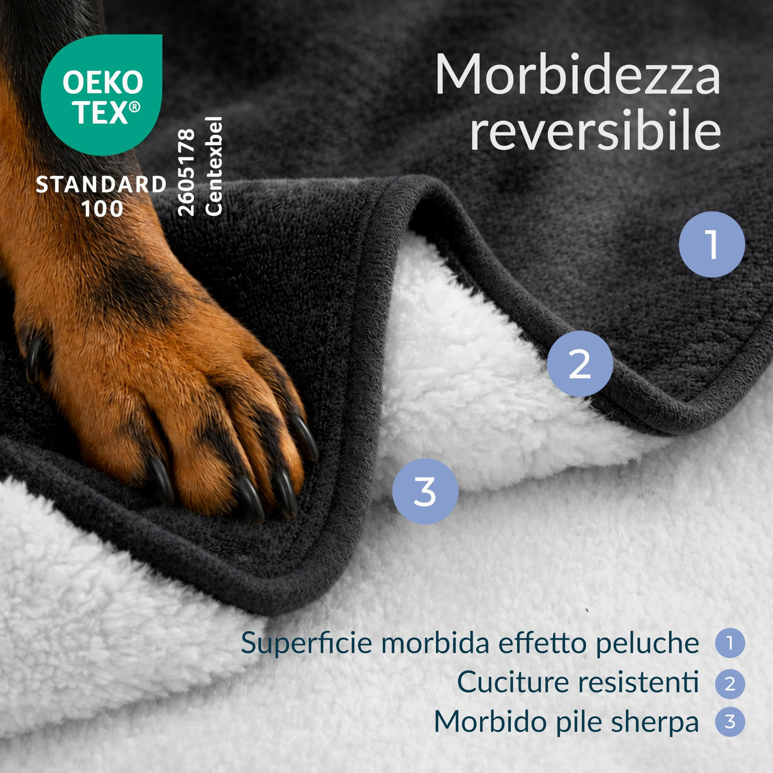 Twinzen Coperta Impermeabile per Cani 127x152 cm Grigio Scuro - Copridivano e Copriletto Reversibile in Pile Sherpa - Telo Impermeabile per Letto o Divano Lavabile