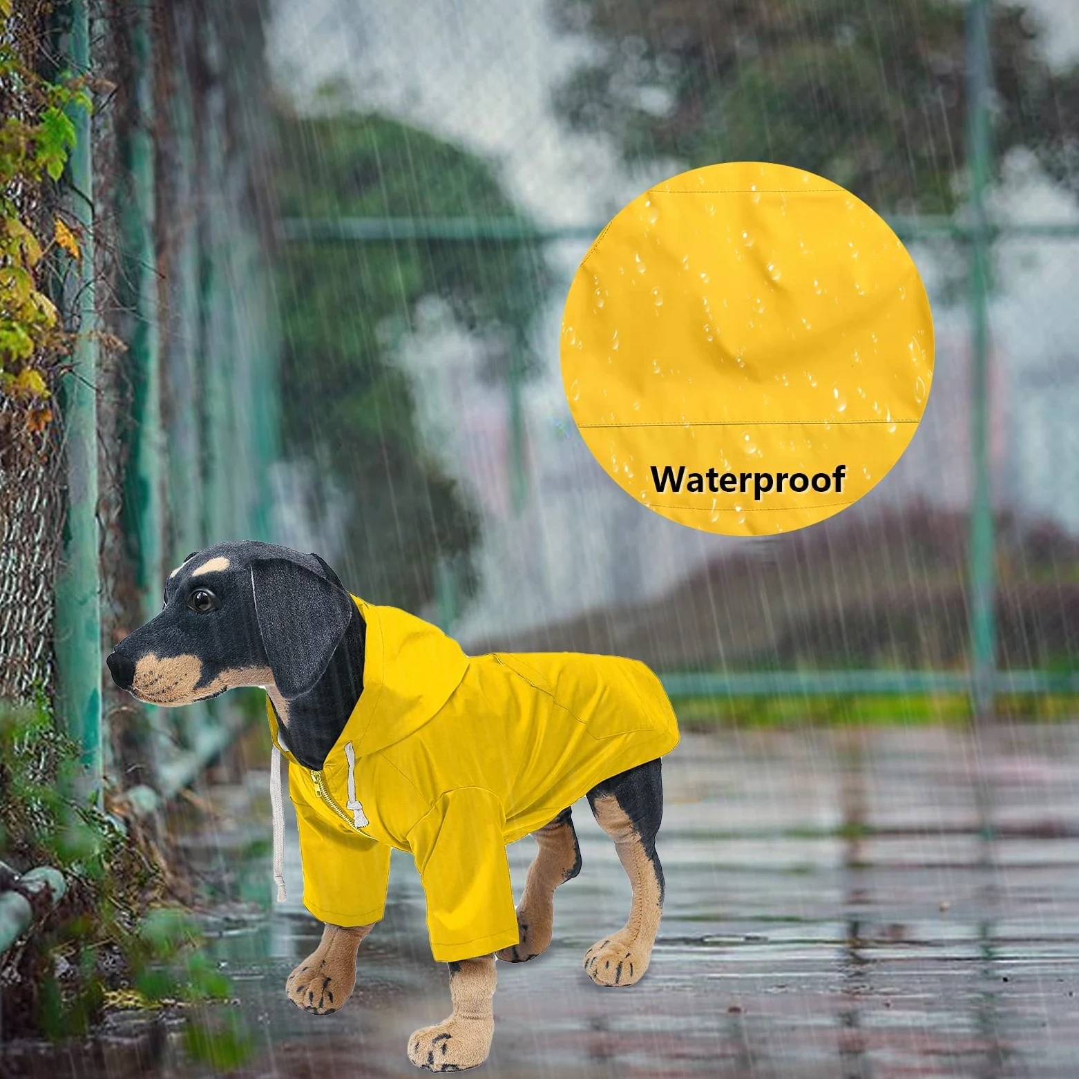Impermeabile per Cani con Cappuccio, Impermeabile/Pioggia, Coulisse Regolabile, Design Tascabile, Elegante Impermeabile per Cani di Alta qualità (Yellow XS (Pack of 1))
