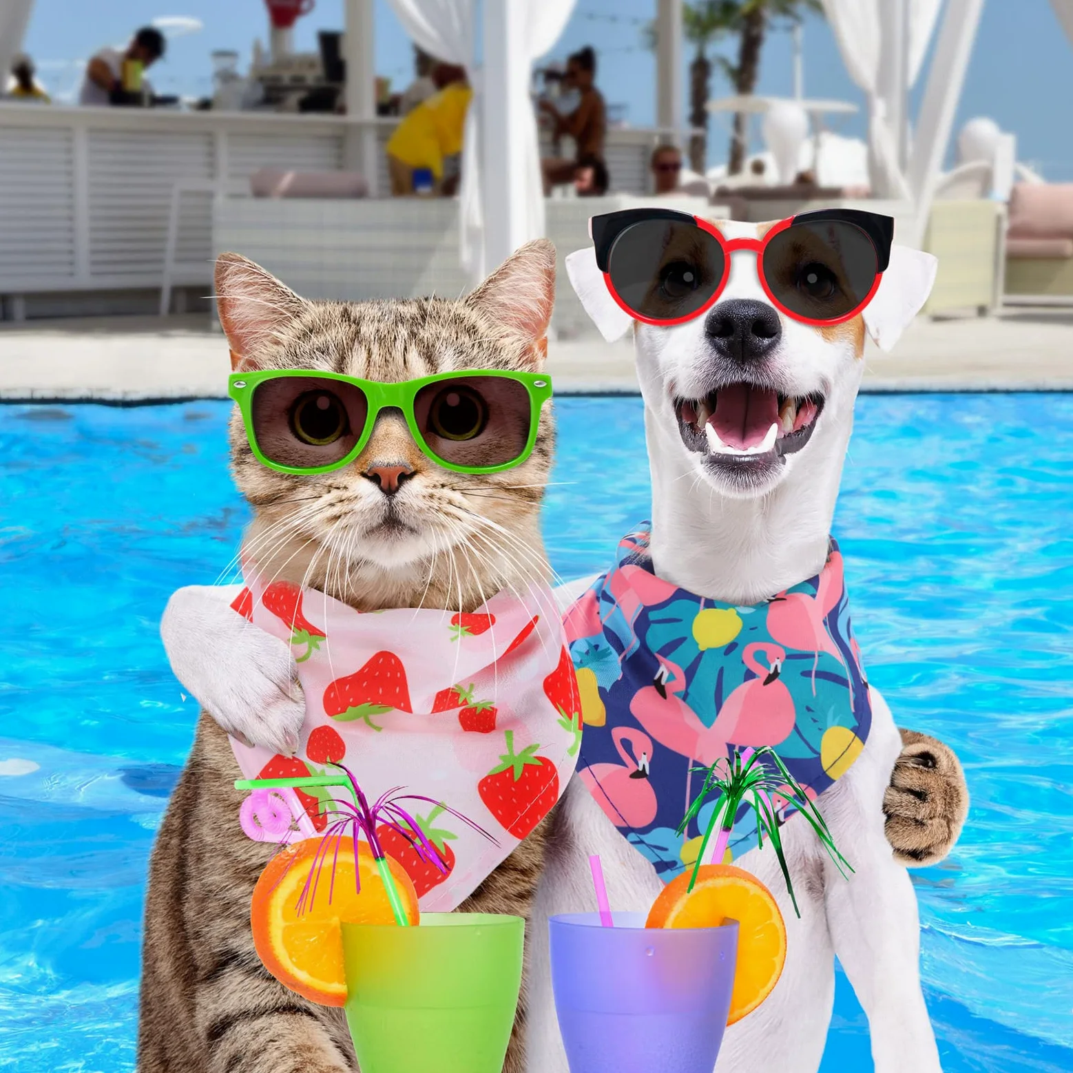 Chunful 50 bandane per cani per l'estate all'ingrosso bandane hawaiane bavaglino triangolo sciarpa per cani con motivo foglie di frutta fenicottero per l'estate accessori per animali domestici