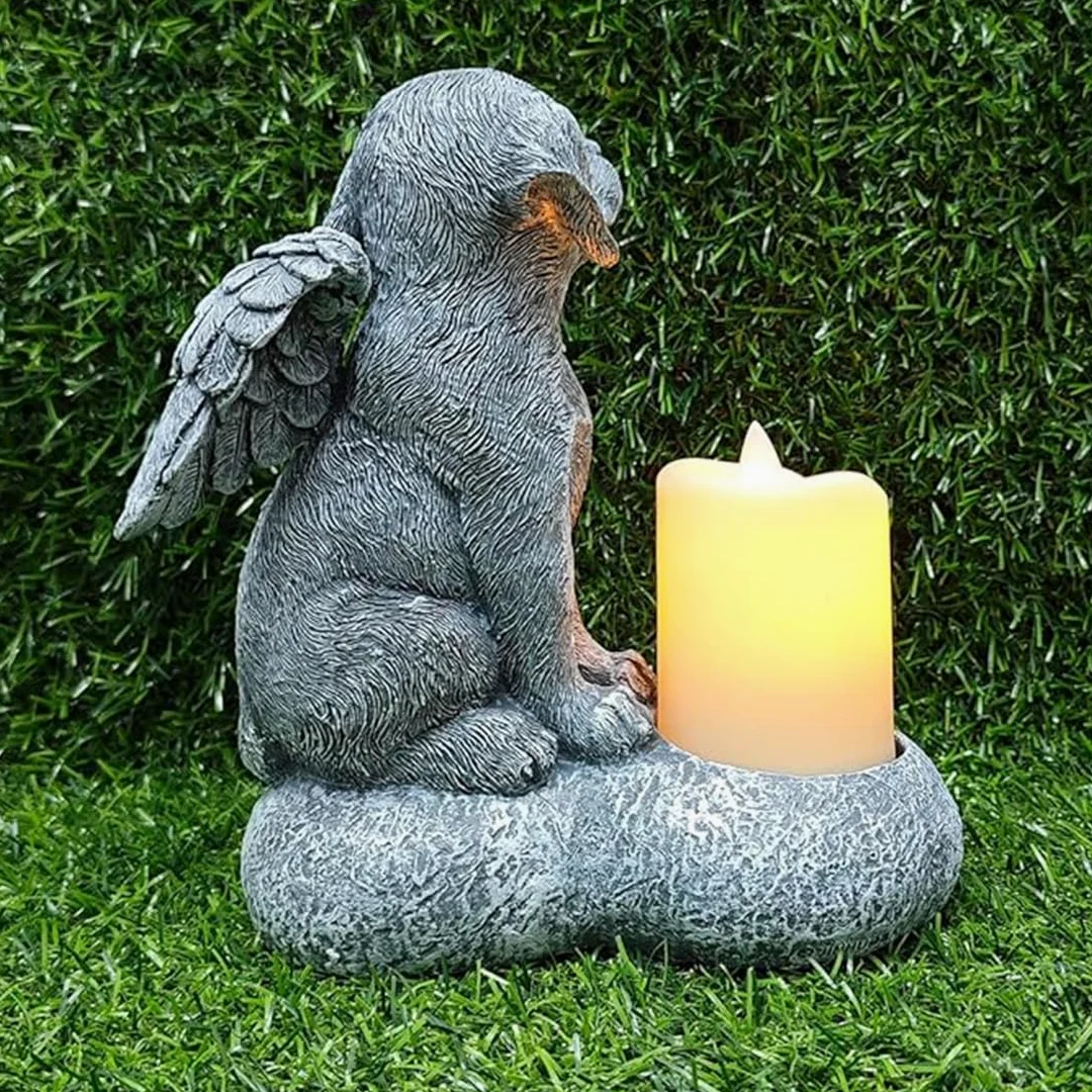 JHB Personalizzato Dog Memorial Pietre da Giardino con portacandele, 3D Dog Headstone Tombstone Pet Grave Markers per la Perdita del Cane di Regali di simpatia (Nota: Candela Non è Incluso!!!)