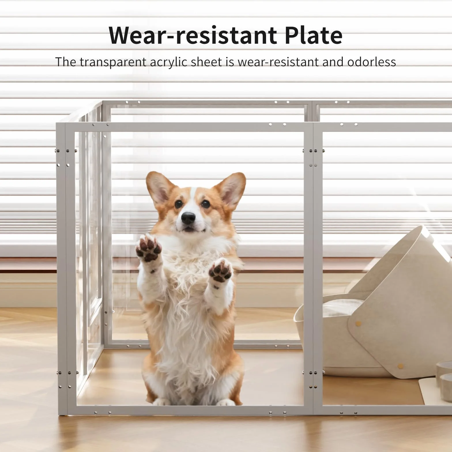 Recinto per cani in acrilico con porta, box recintato per cuccioli H:60cm, recinto per cani per interni/esterni, recinzione per animali domestici in metallo resistente e facile da pulire, per cuccioli