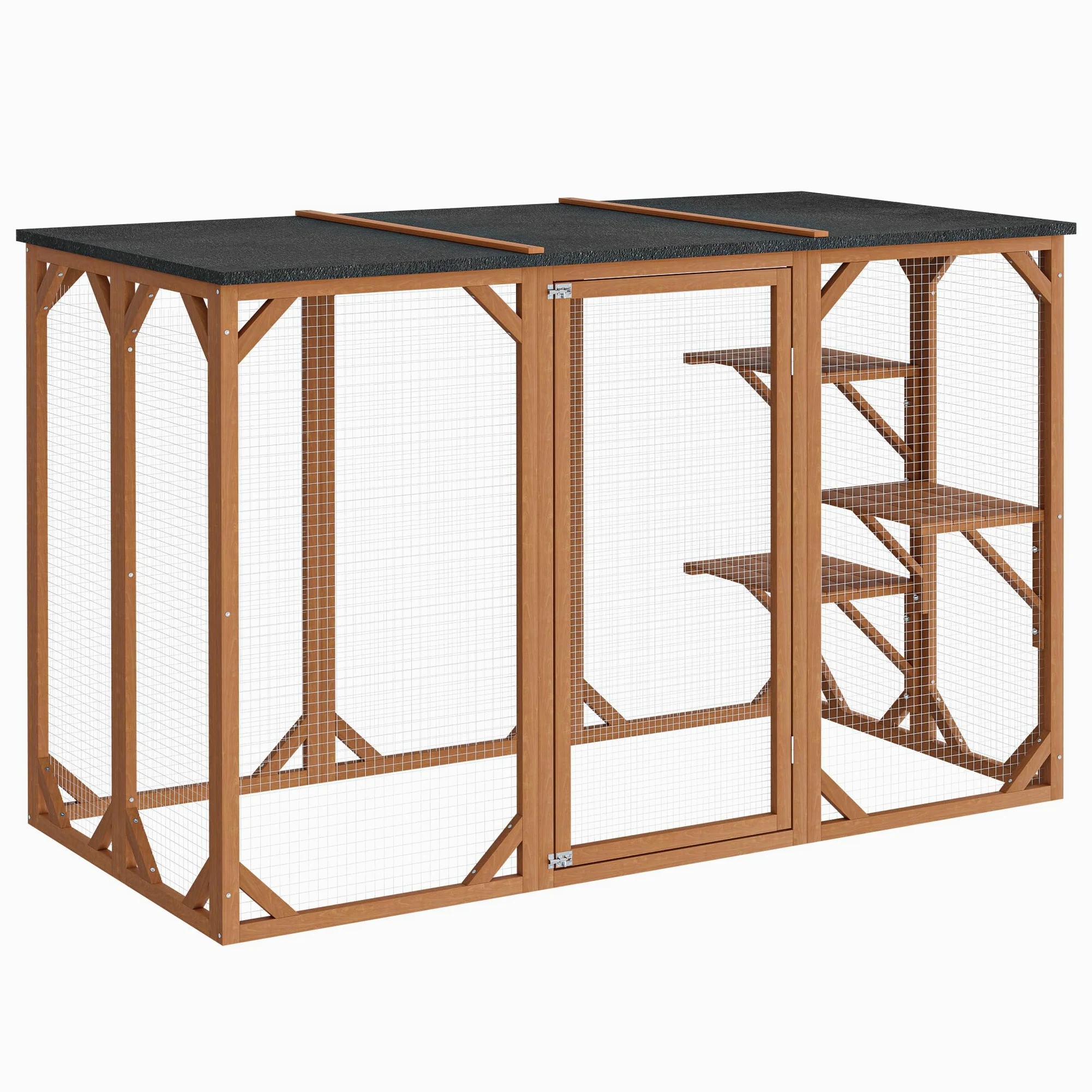 Recinto per gatti da esterno Cat run resistente alle intemperie 180x80x111,8 cm, 3 zone di riposo