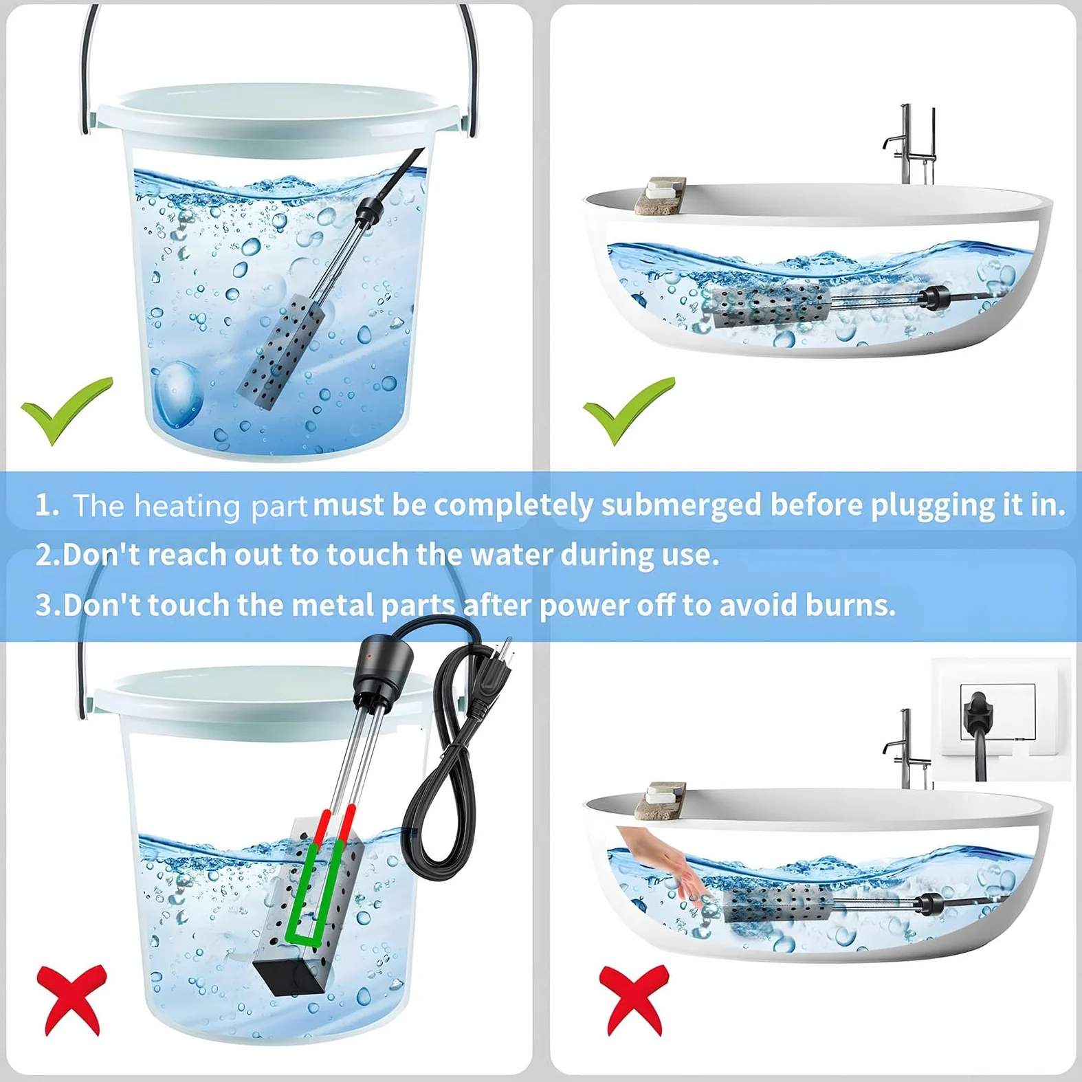 Riscaldatore di Immersione elettrica termostatica 2500w-controller Digitale e Elemento in Acciaio Inossidabile per Vasca, pagaia e Riscaldamento della Piscina Fuori Terra