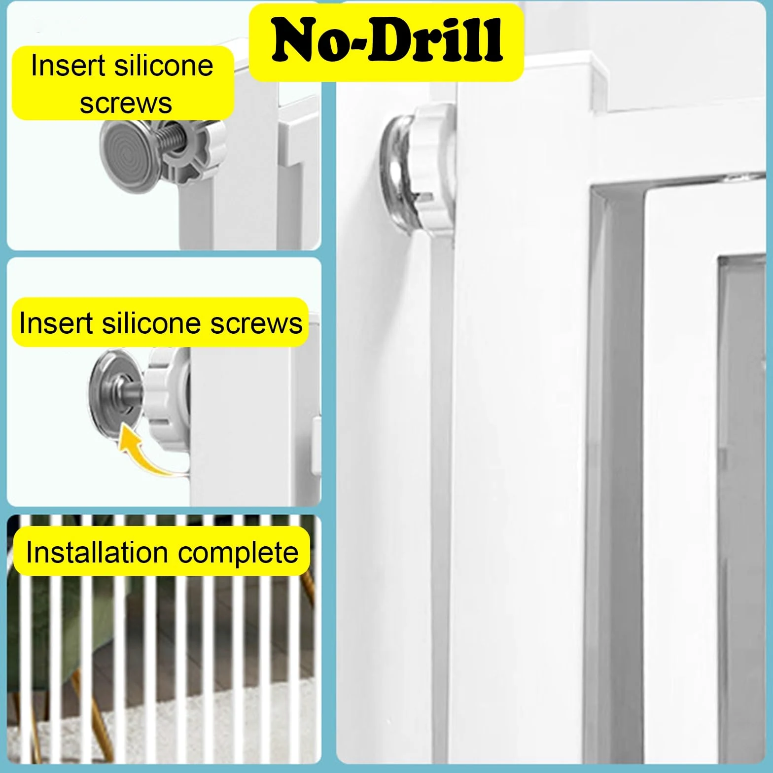 Gattaiola Barriera per gatti con serratura per porte, Cancello anti-arrampicata extra alto per animali domestici per separare, Montaggio a pressione con ingombro ridotto(60x170cm/24x67in)