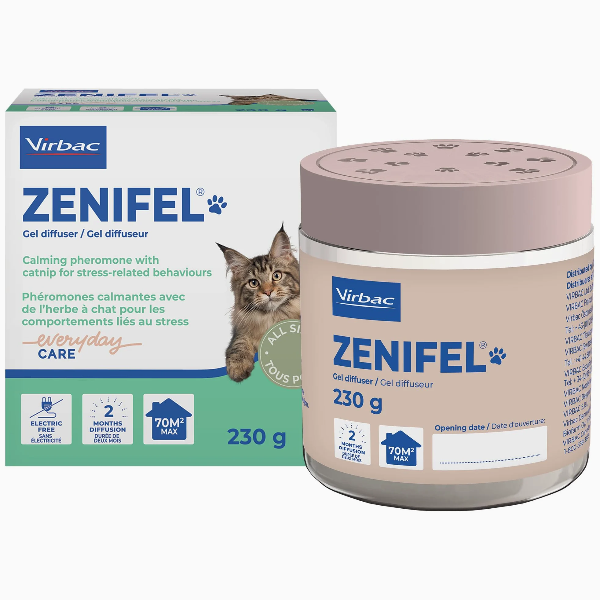 VIRBAC 230 gr, diffusore di feromoni calmanti in Gel, con Erba gatta, per comportamenti legati allo Stress