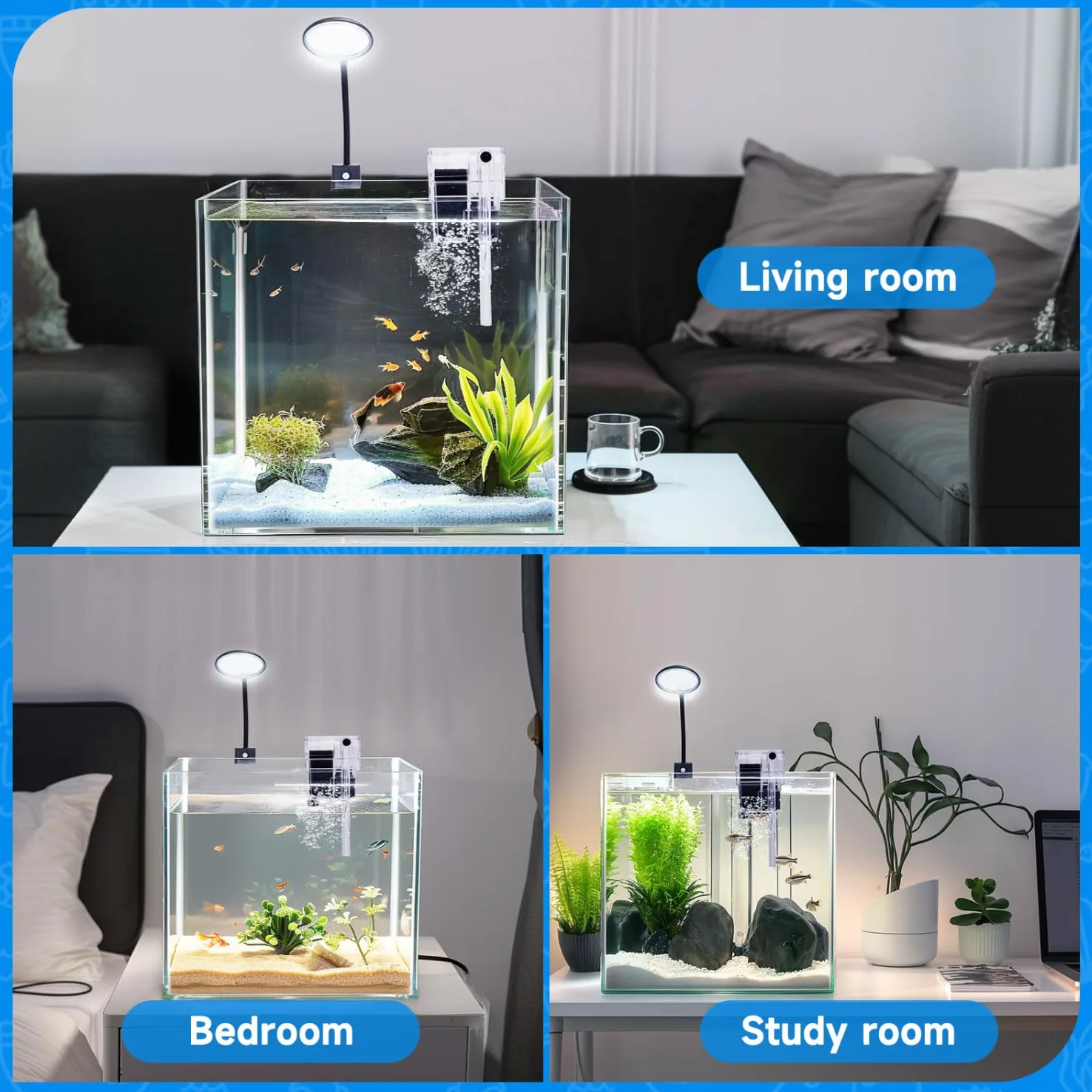 Nobleza - 27L Piccolo Acquario Completo con Illuminazione a LED e Sistema di Filtraggio Integrato, Vasche per Pesci
