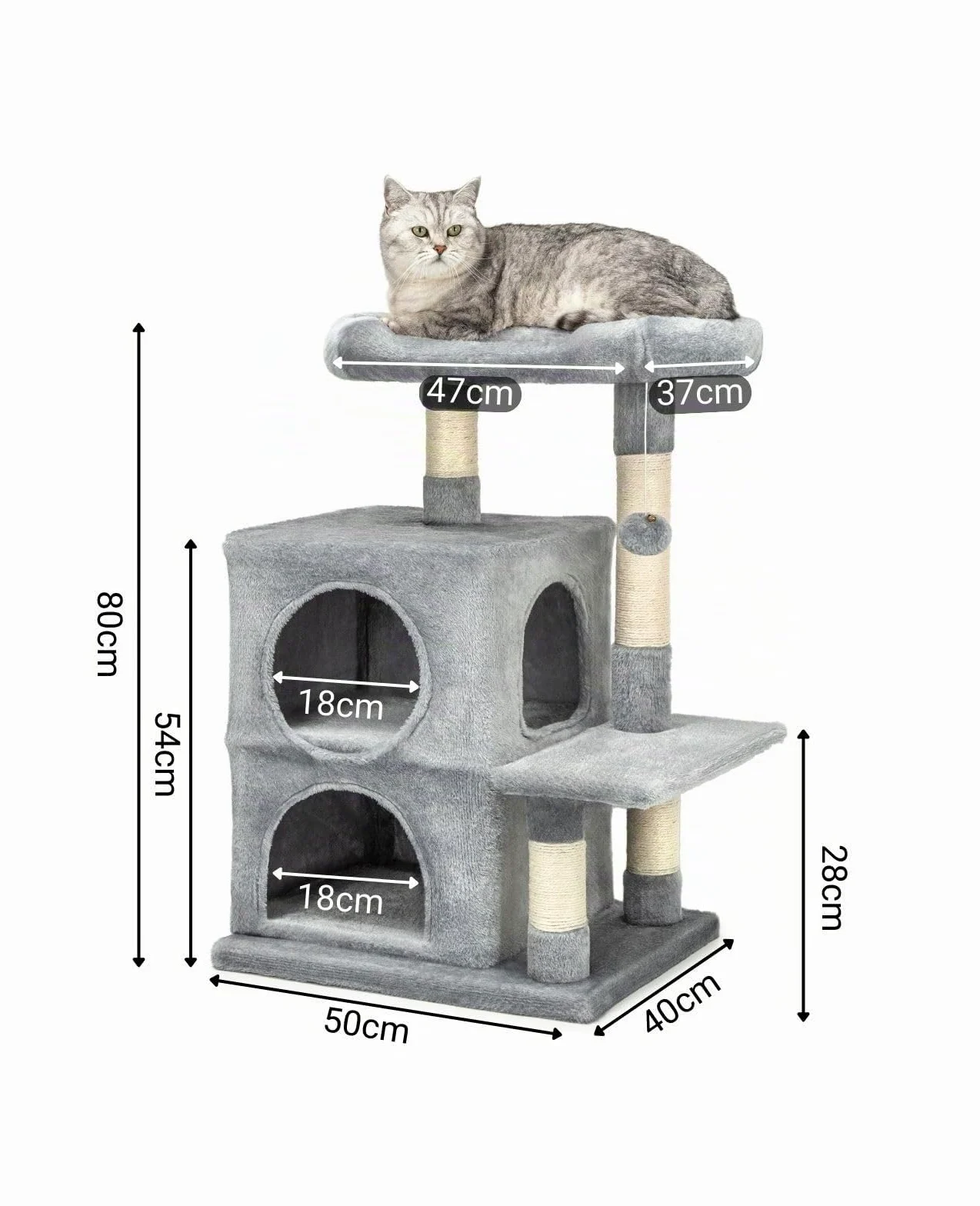 lionto Tiragraffi per Gatto Albero Tiragraffi Gatto Gioco Giocattolo Gatti Altezza 80 cm, Grigio Chiaro