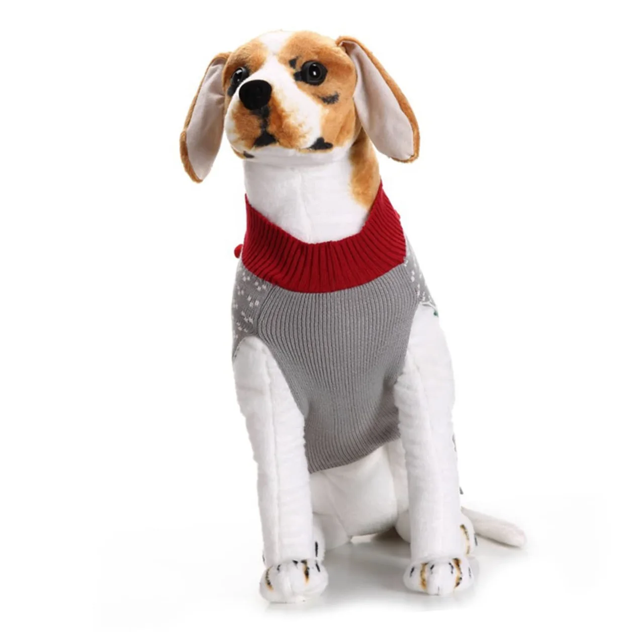 BESPORTBLE 3pezzi Costume Natalizio per Cani Maglione Grigio Clown per Animali di Piccole e Grandi Abbigliamento Festivo per Cuccioli Maglione Pelliccia Morbida per Natale