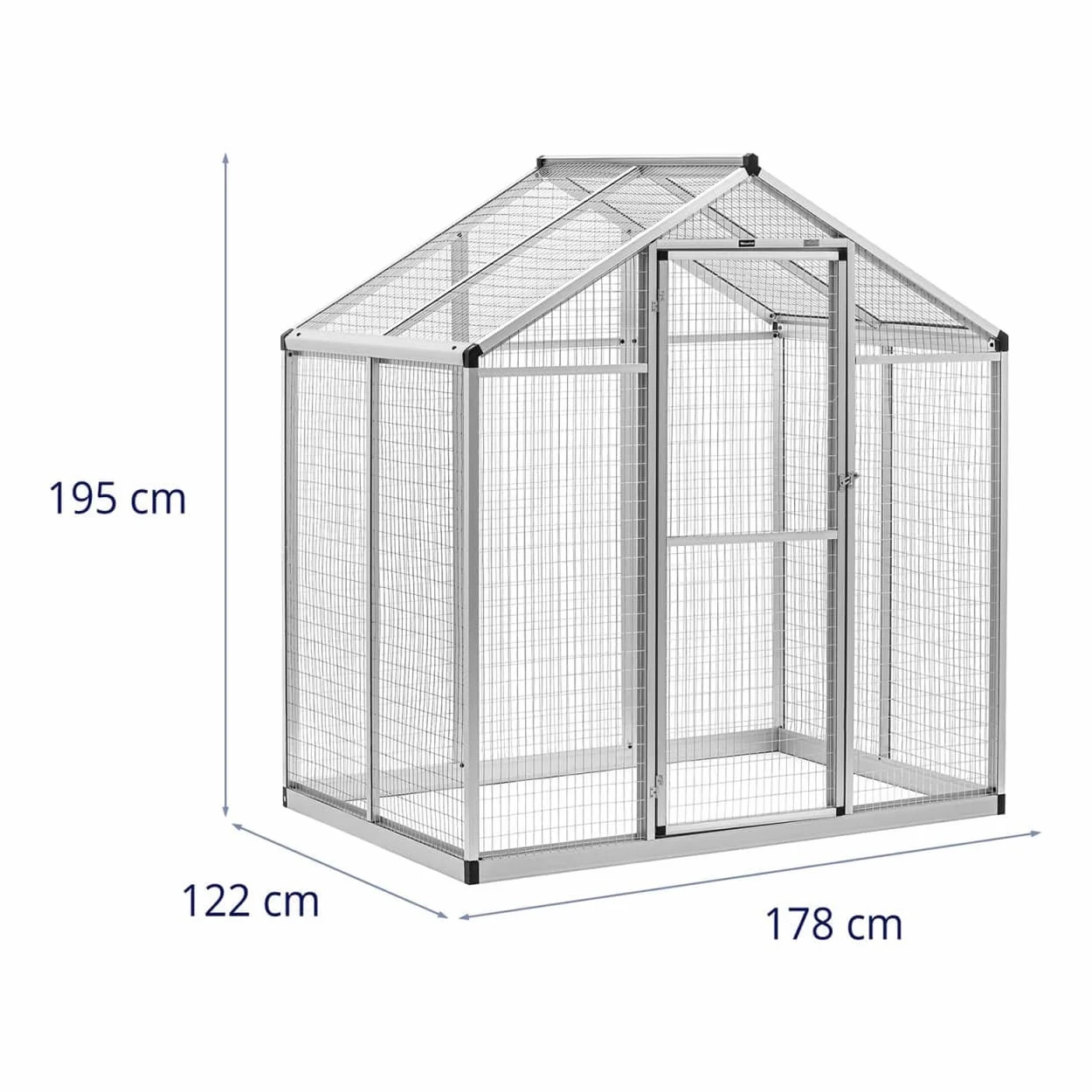 WIE-BC-200 Voliera da esterno Alluminio 122 x 178 x 195 cm voliera per uccelli gabbia per uccelli voliera per pappagalli -