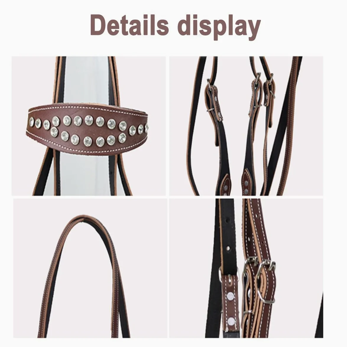Briglia per cavalli Western in pelle di vacchetta - Testiera per cavalli Western - Attrezzatura equestre - Briglia Hobby(black,M)