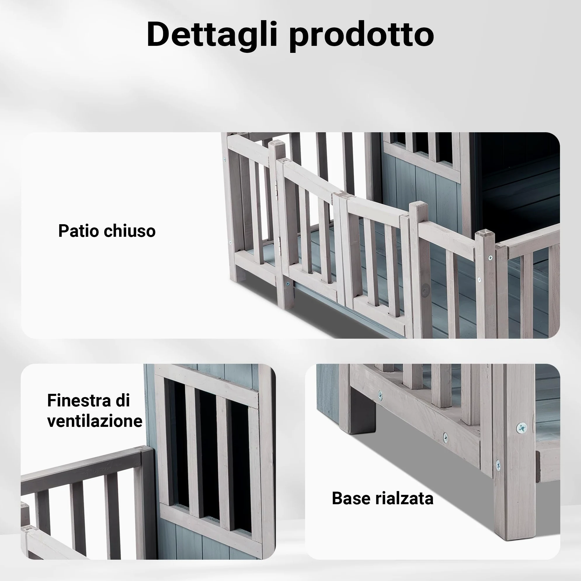 Cuccia per cani Luxus XL con patio in legno per uso esterno
