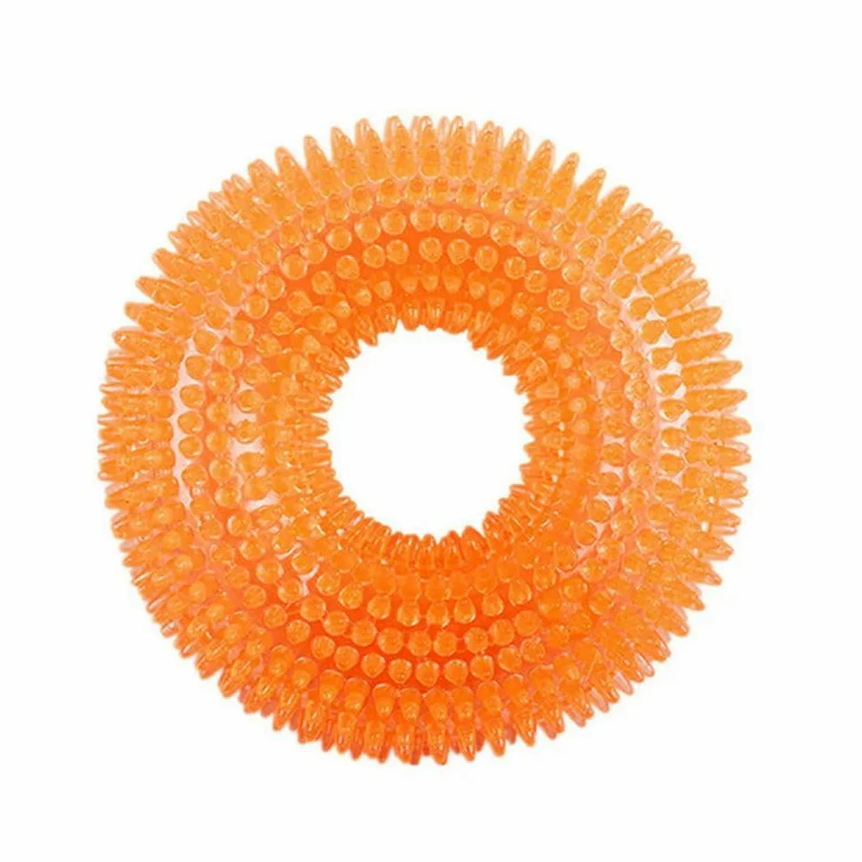 Giocattoli per cuccioli, Giocattoli for cani, giocattolo interattivo da masticare con cigolio, resistente ai morsi, spina e denti aguzzi, 4 pezzi, rosso(Green)