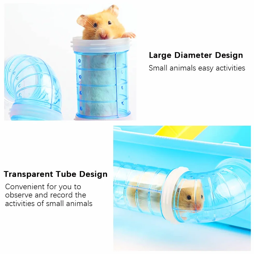 2 kit di tubi per criceti, tubo esterno per avventura nel tunnel del criceto fai-da-te, collegamento trasparente accessori per gabbie per criceti giocattolo per topi per topi per criceti Sport espandi