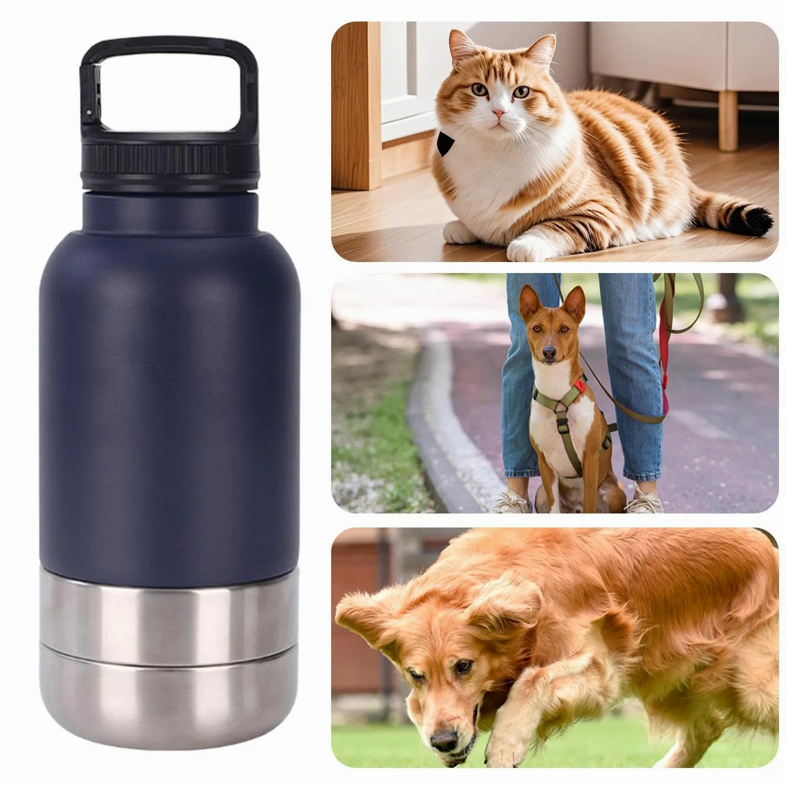 Borraccia Acqua Portatile Animali Contenitore Cibo 1520 ml Animali | Borraccia Termica Da Cuccioli Per Viaggio Appartamento Outdoor Road Trip Escursioni Campeggio Passeggiate Picnic Dormitorio