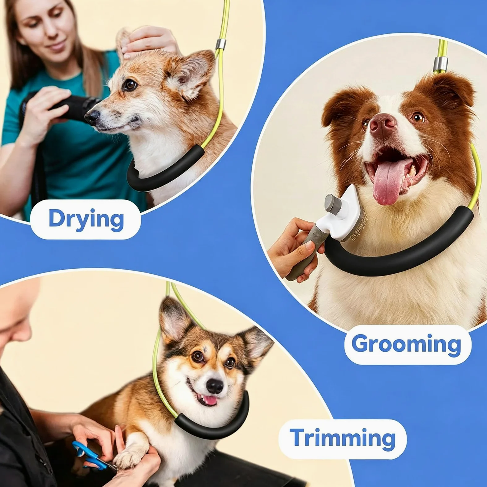 Braccio Regolabile per Toelettatura Cani, da 26 a 40 Pollici (Un | Braccio da Tavolo Pieghevole per Toelettatura di Animali Domestici con Morsetto, Amaca di Sicurezza, per Salone Domestico