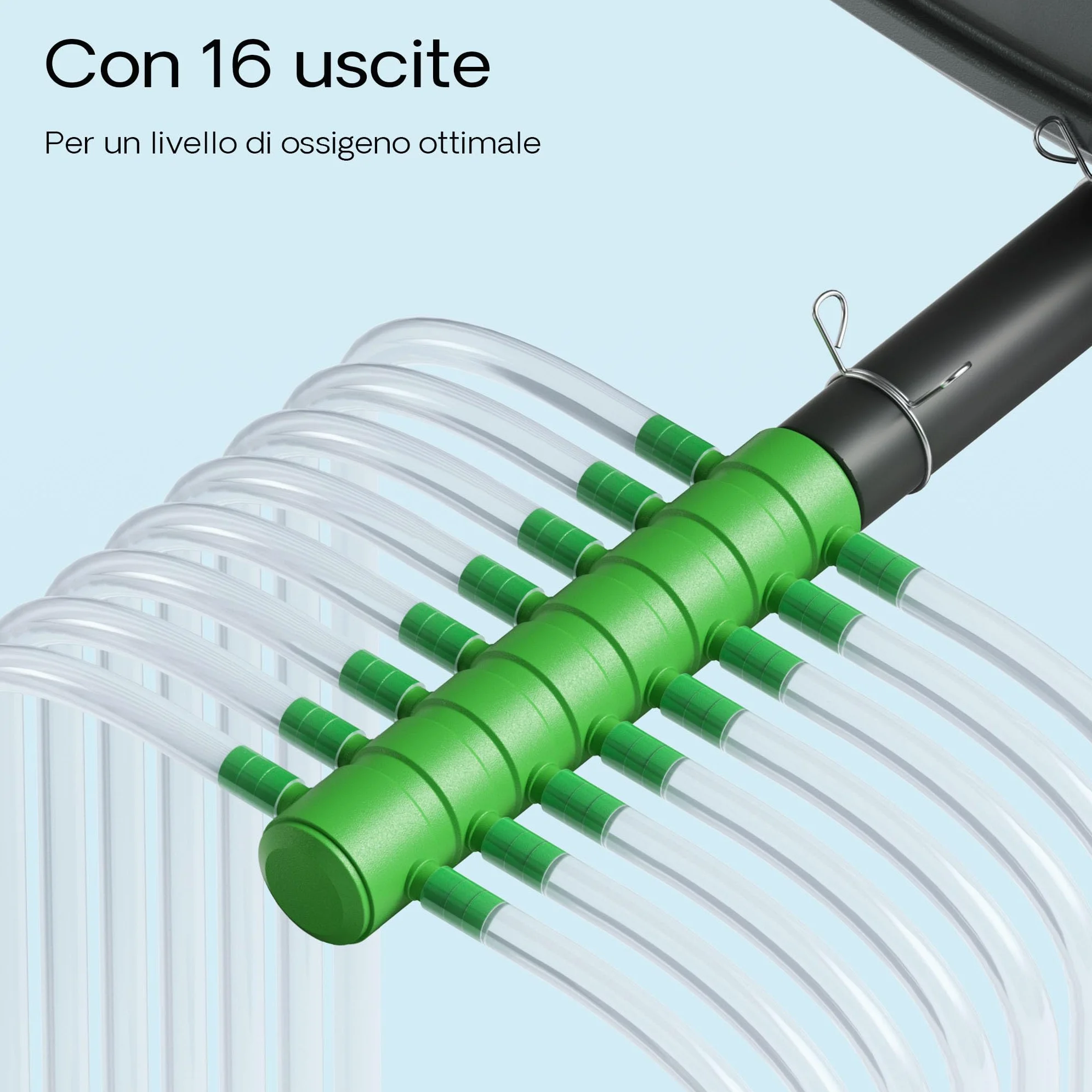 SunSun CAP Aeratore acquario, ossigenatore per laghetti da giardino da e acquari, pompa d'aria con uscite, sistema di aerazione con pietra d'aria e valvola di non ritorno