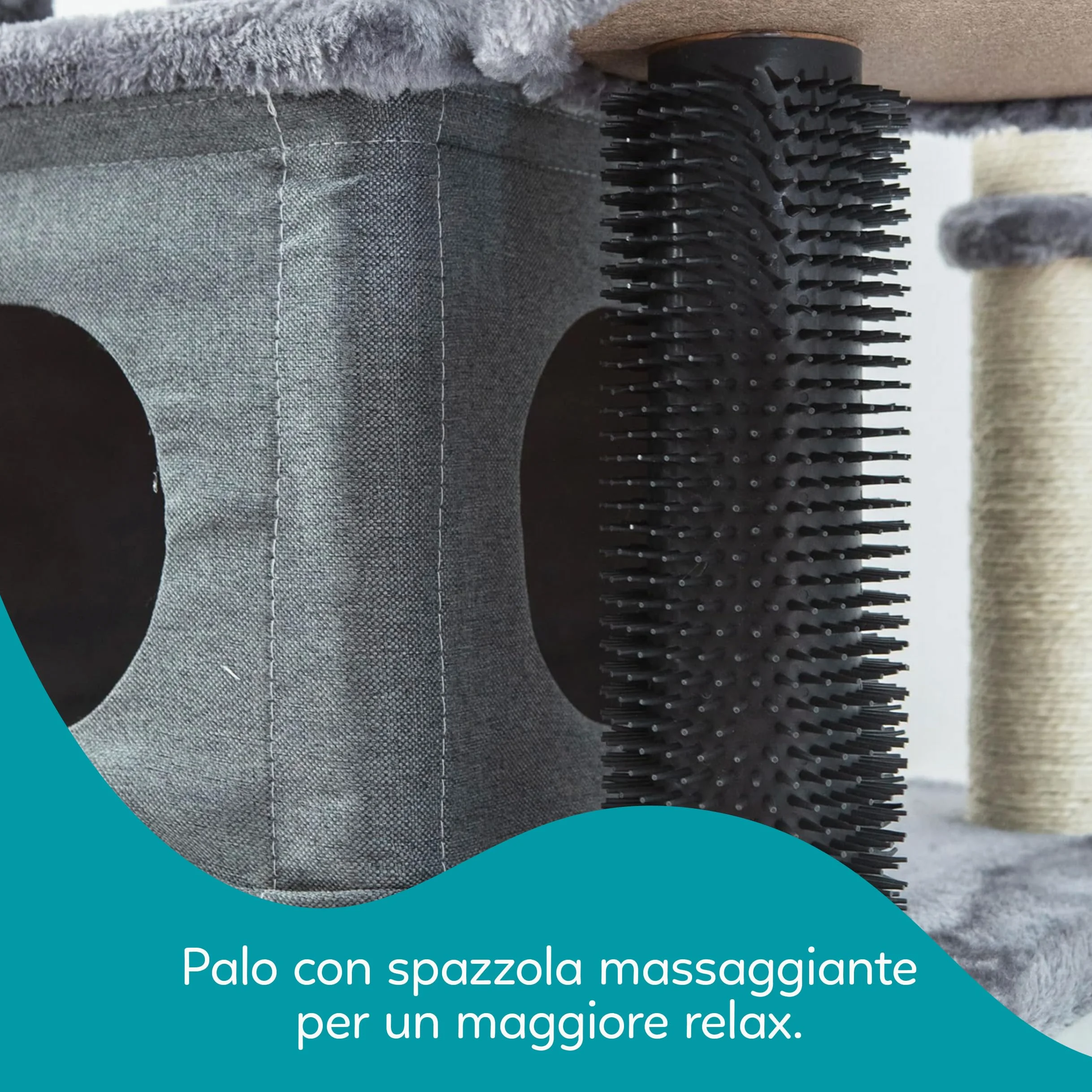Aqpet Tiragraffi XL a Torre in Sisal e tessuto con Cucce per il riposo, Alto 125 cm per il massimo divertimento del tuo gatto, Colore Grigio