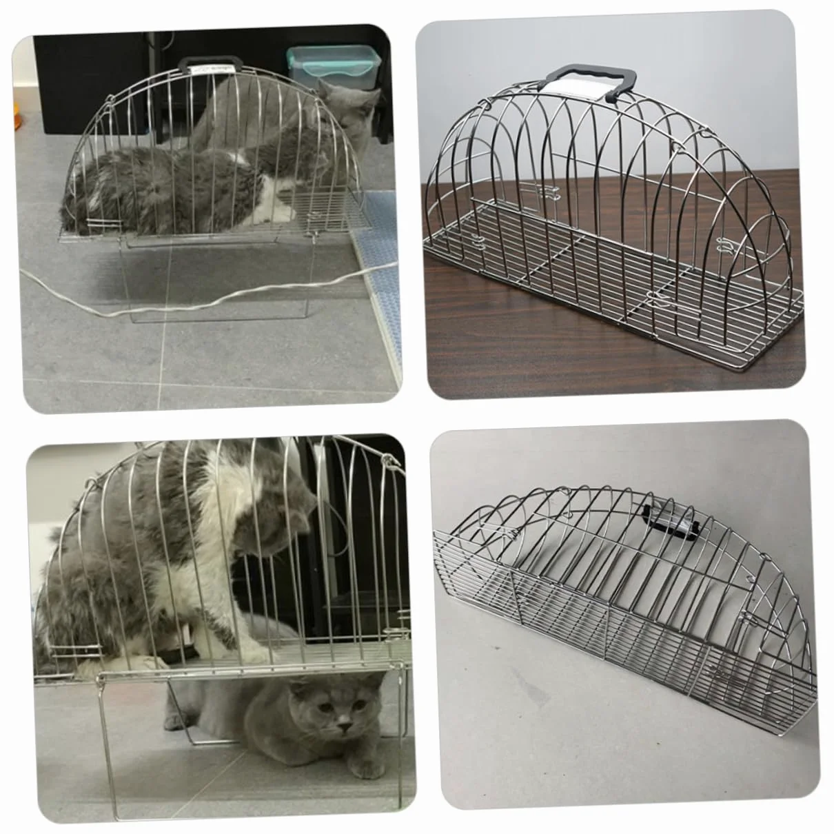 minkissy Gabbia per Doccia per Gatti in Metallo Argento, Compatta e Facile da Trasportare, con Spazzola Inclusa per Bagno e Pulizia Domestica di Animali