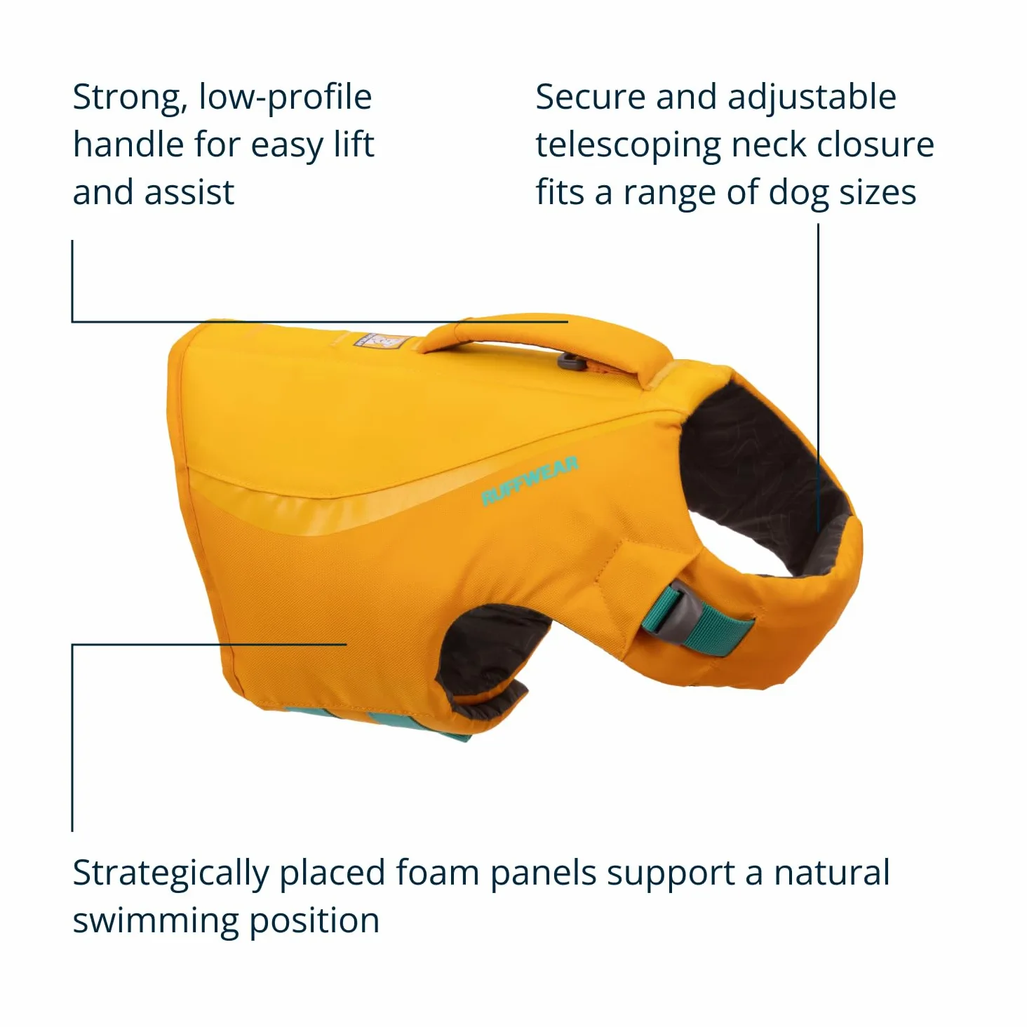 Ruffwear Float Coat Dispositivo di Galleggiamento per cani per Nuoto, Canottaggio e Sport Acquatici Sicuri, XX-Small - Onda Arancione